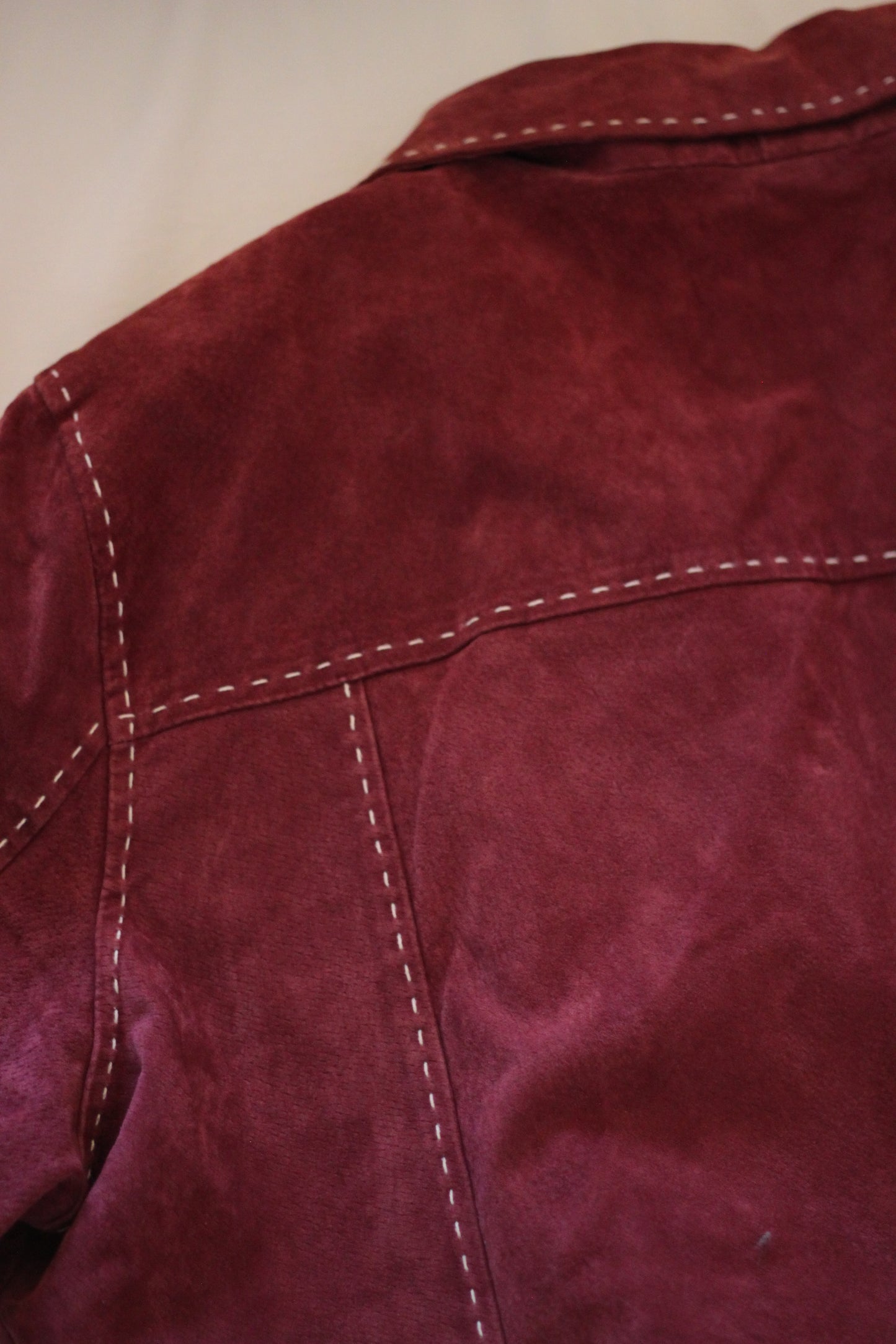 Oversized Red Suede Button Up Jacket