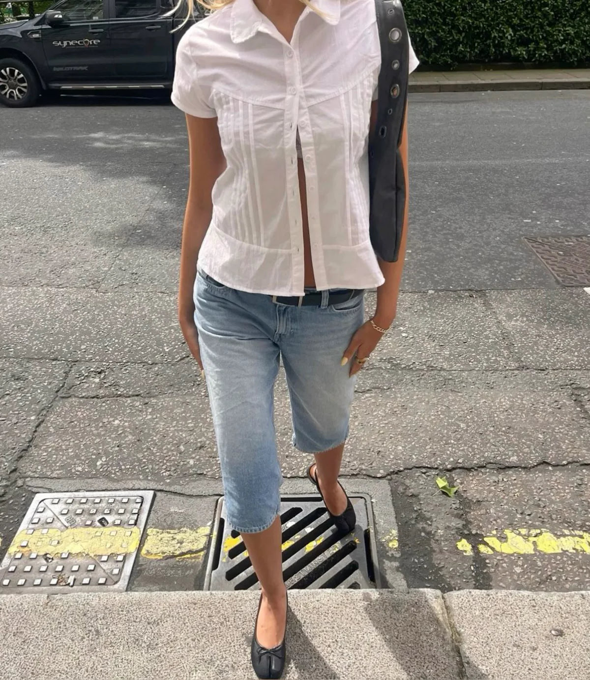 Light Denim Low Waisted Capris