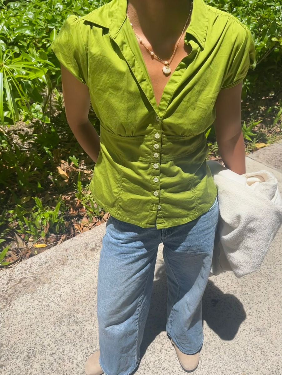 Perfect Green Collard Blouse Tank Top
