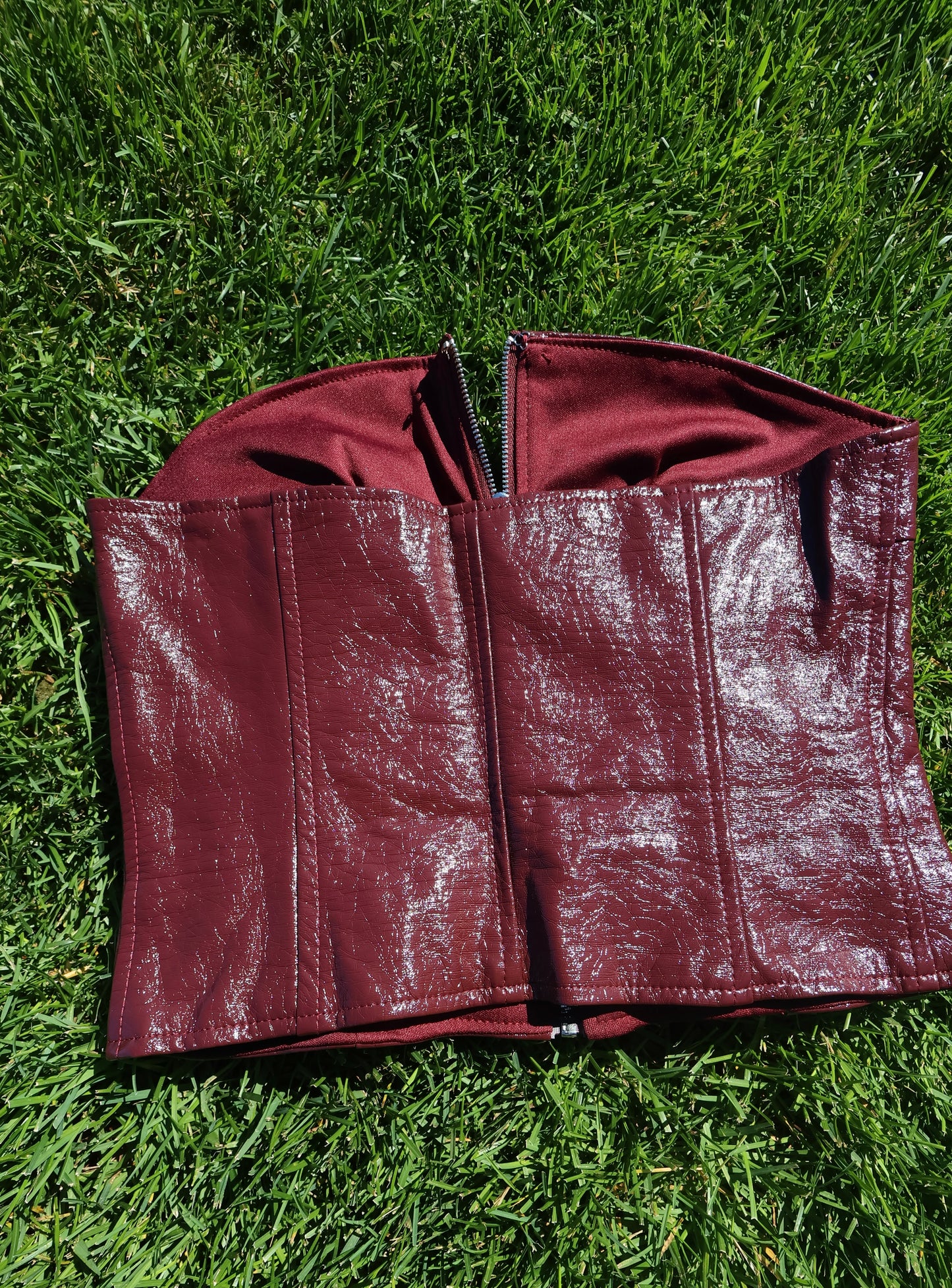 Red Faux Leather Night Out Top