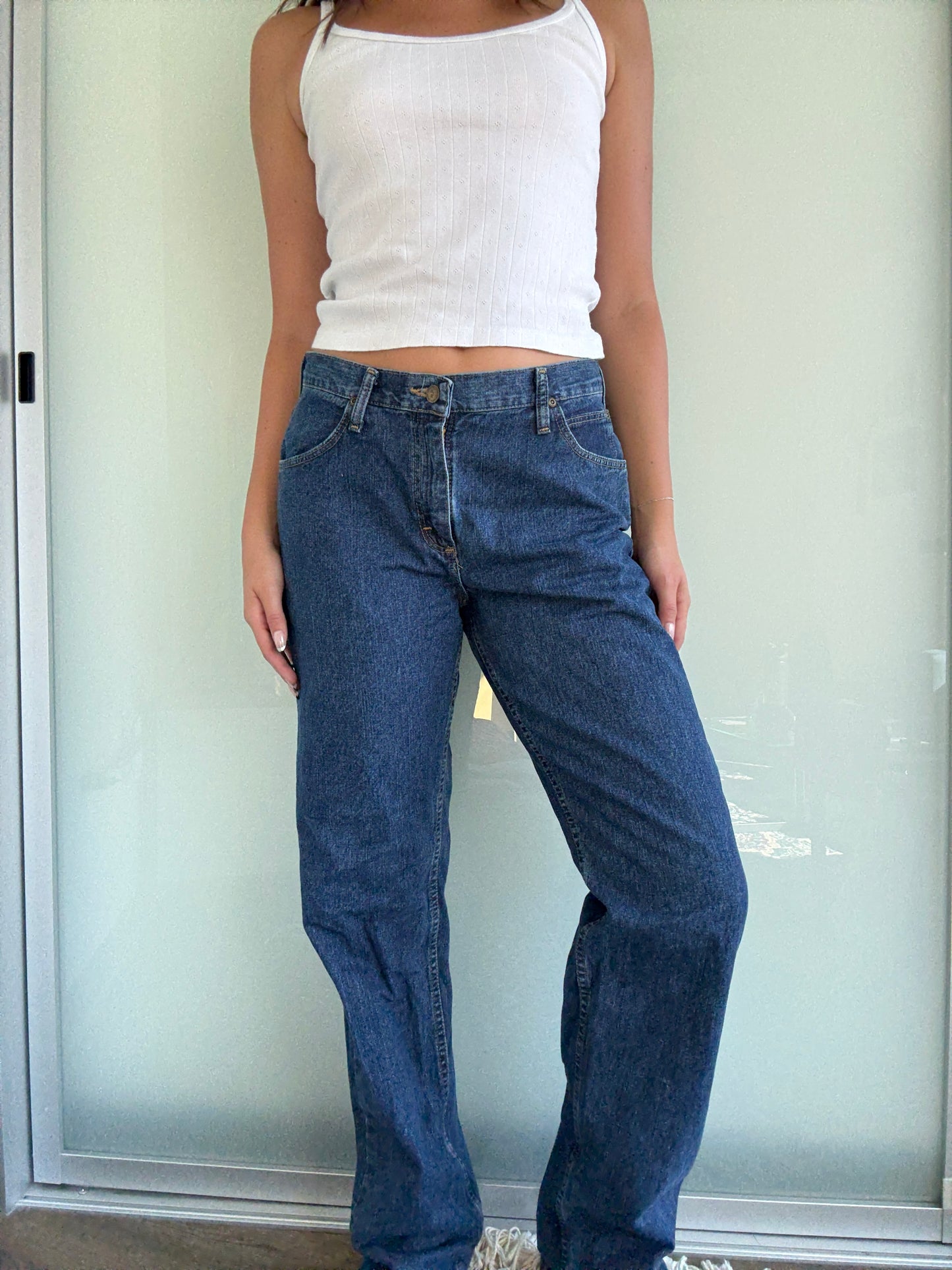 Low Waisted Perfect Dark Wash Wrangler Jeans