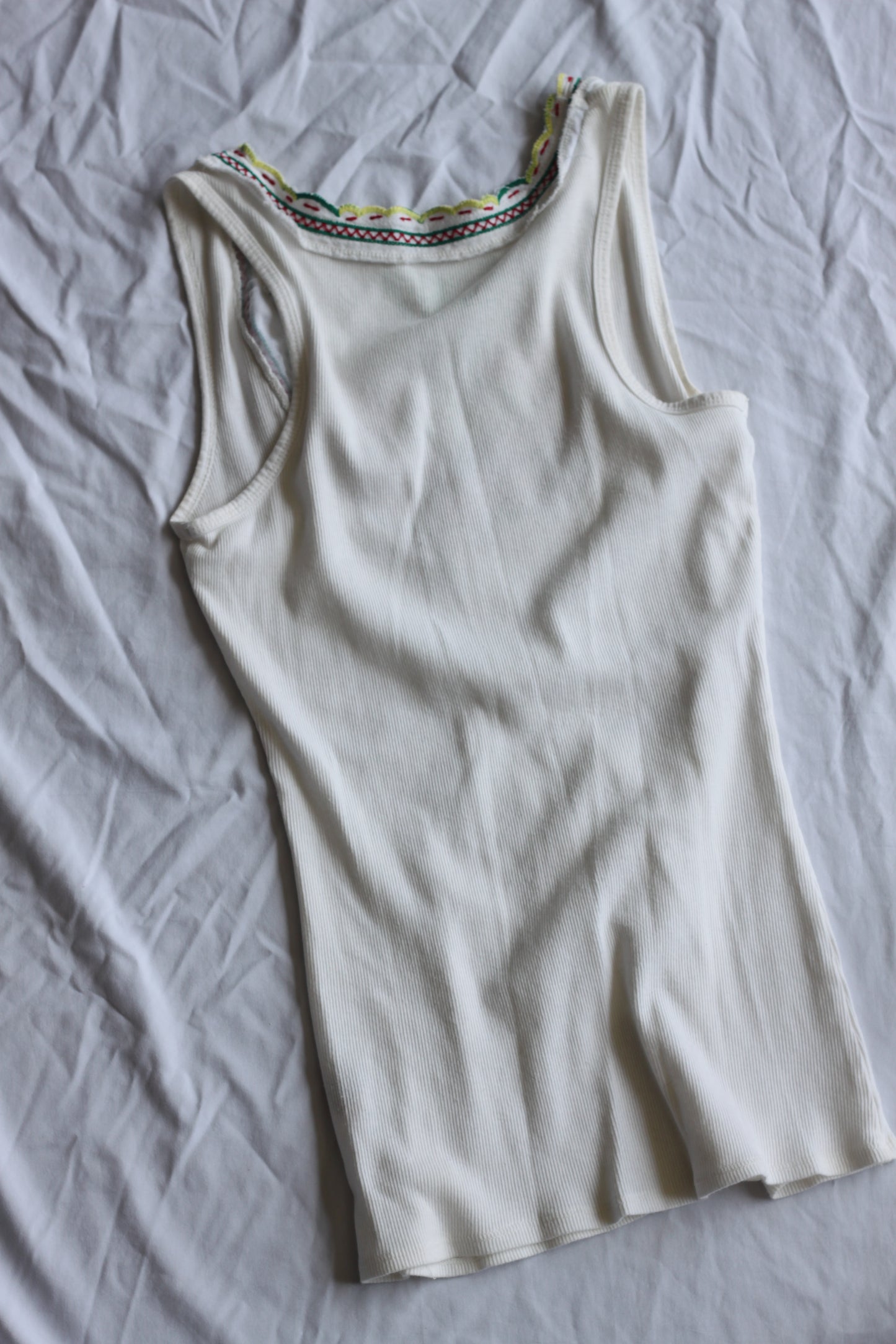 Summer Embroidered Ribbed Tank Top