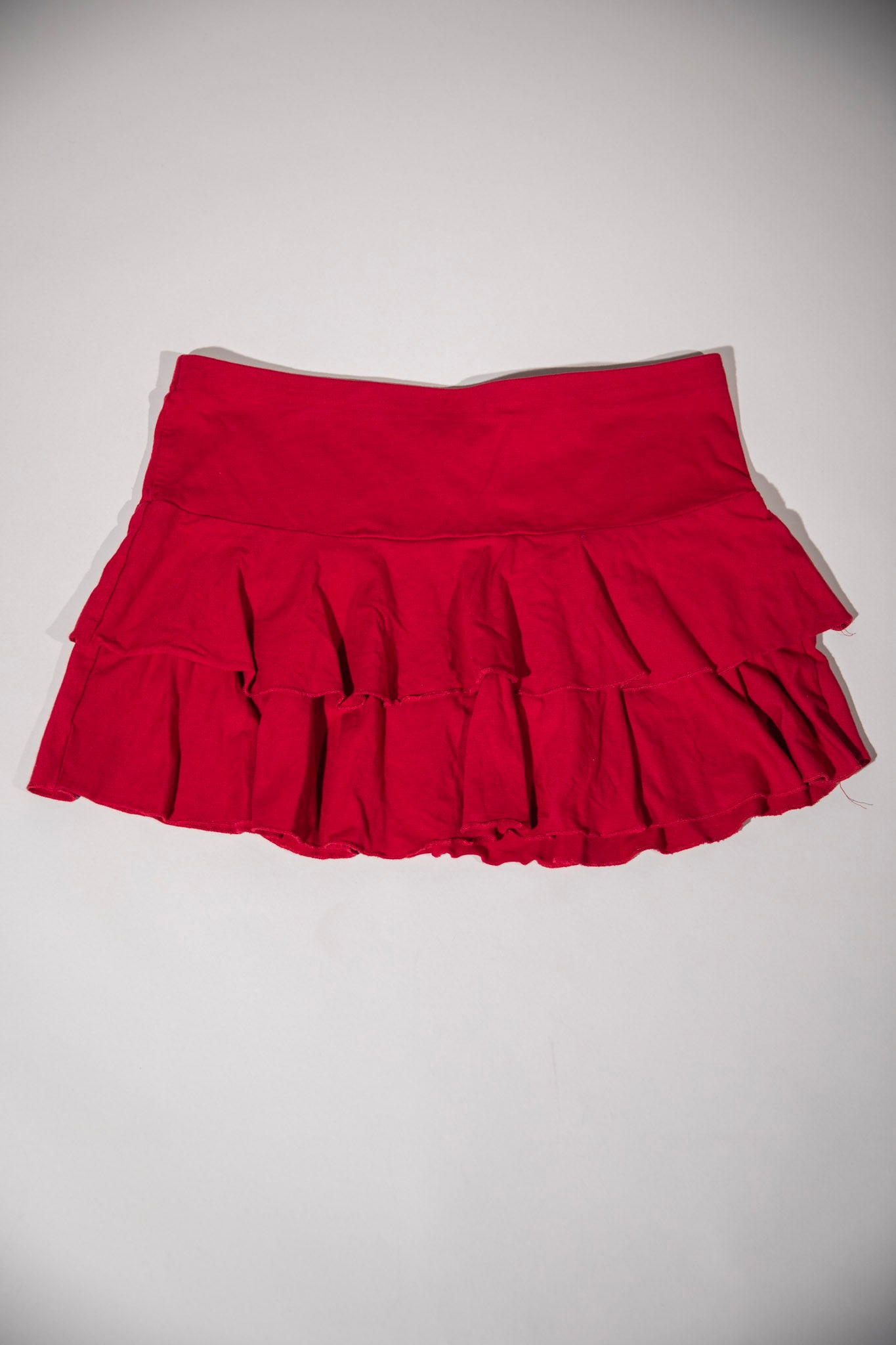 Red Mini Ruffle Skirt