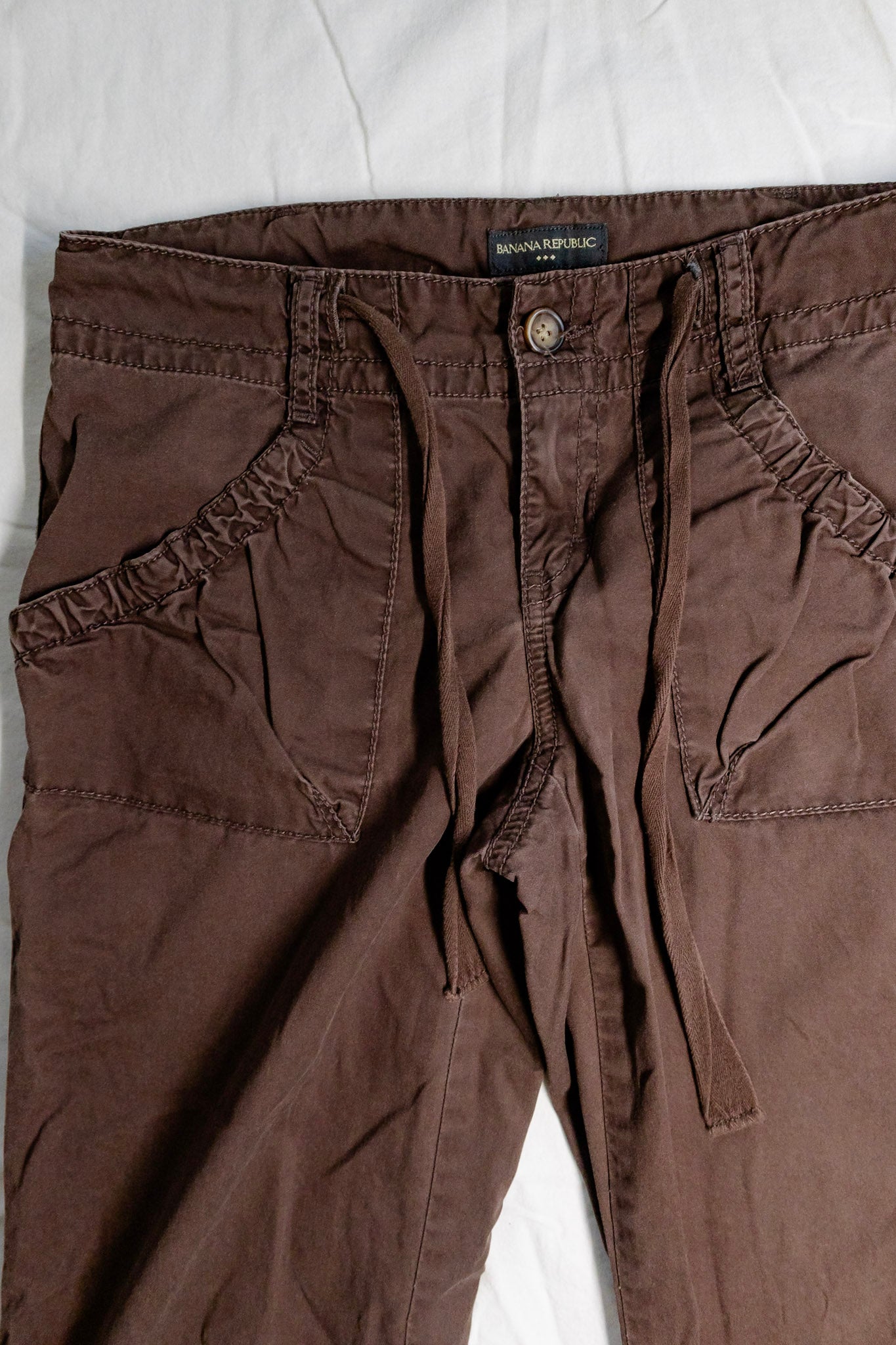 Brown Draw String Cargo Pants