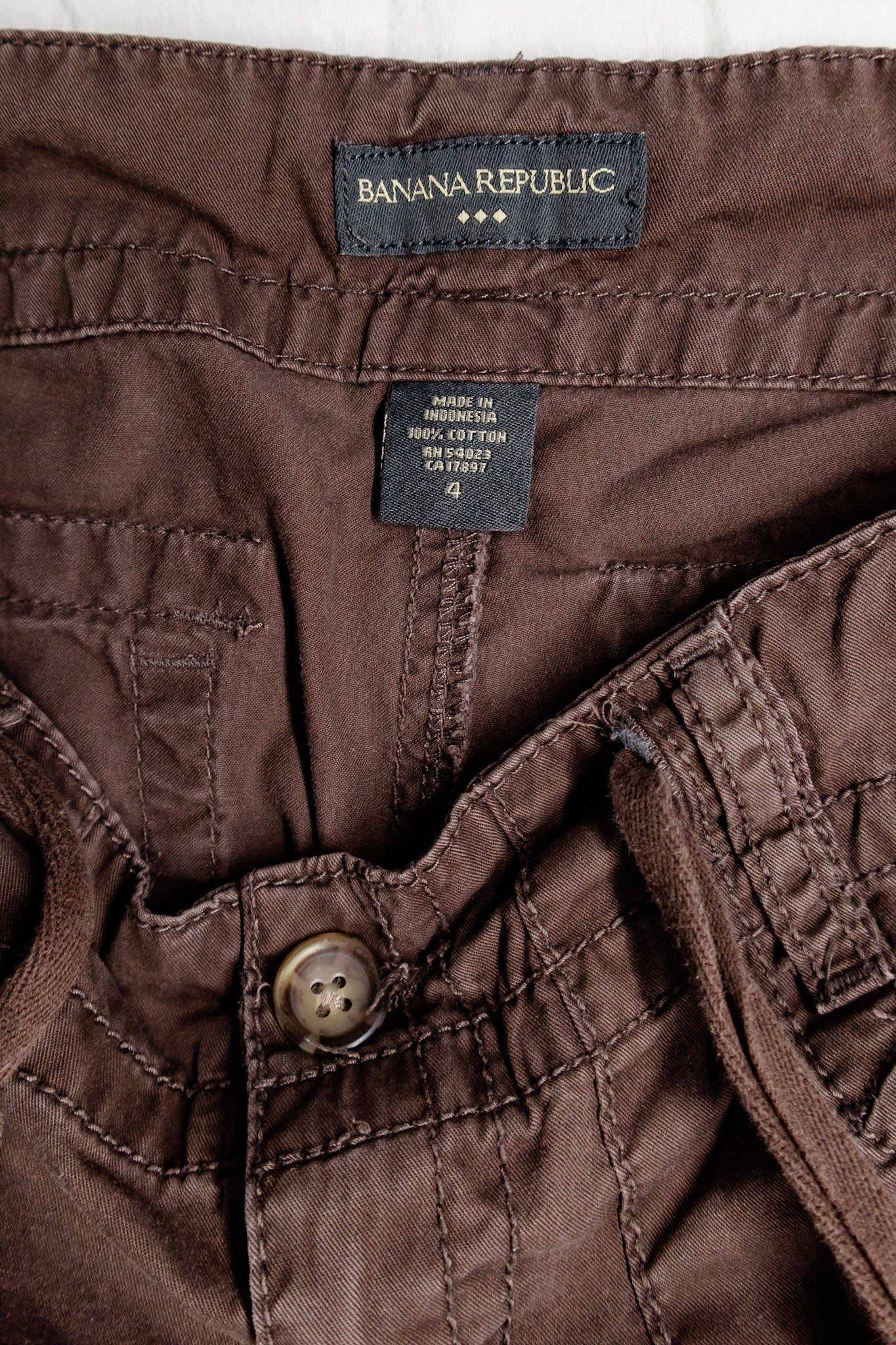 Brown Draw String Cargo Pants