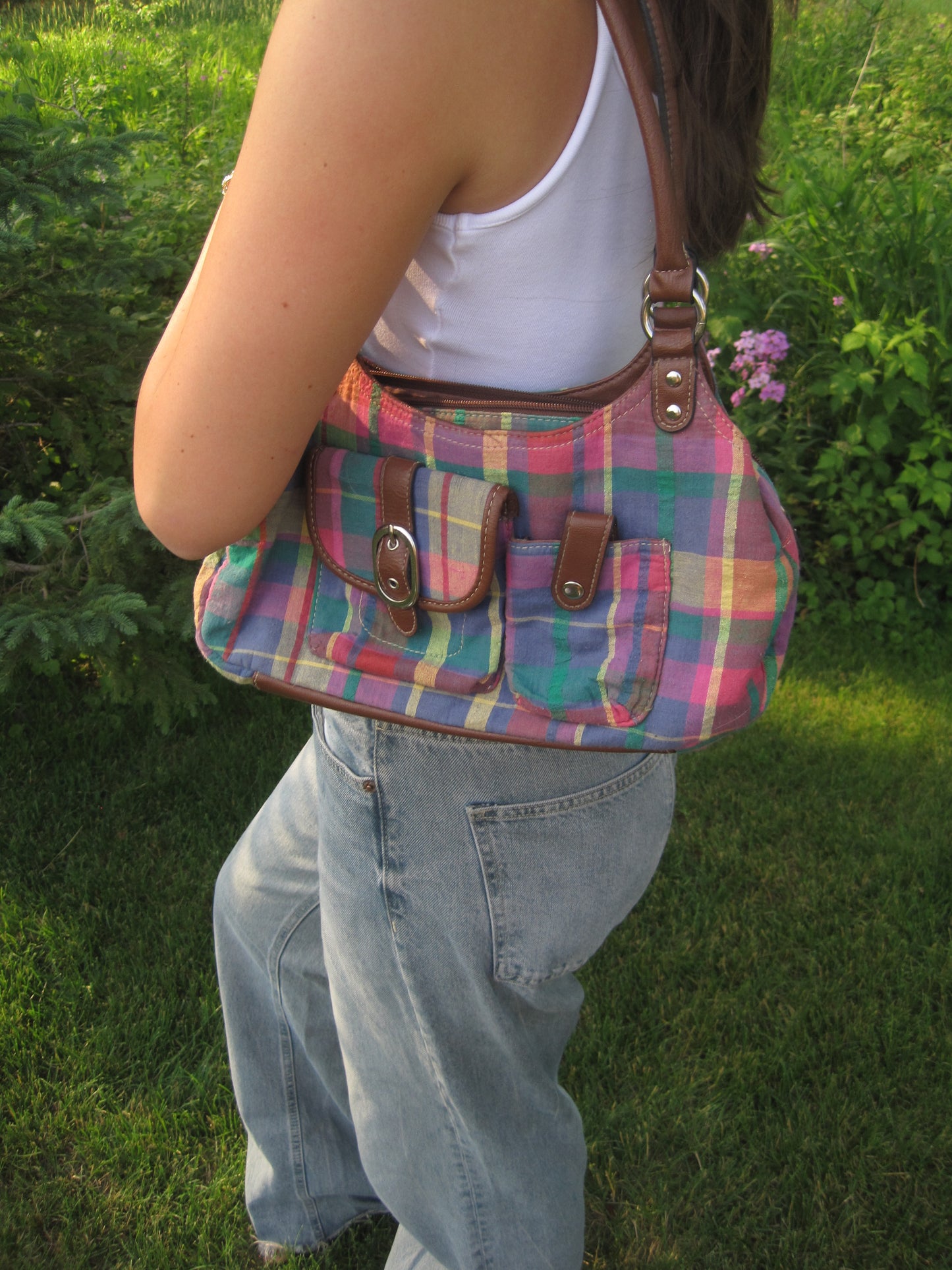 2000s Colorful Gingham Clasp Purse
