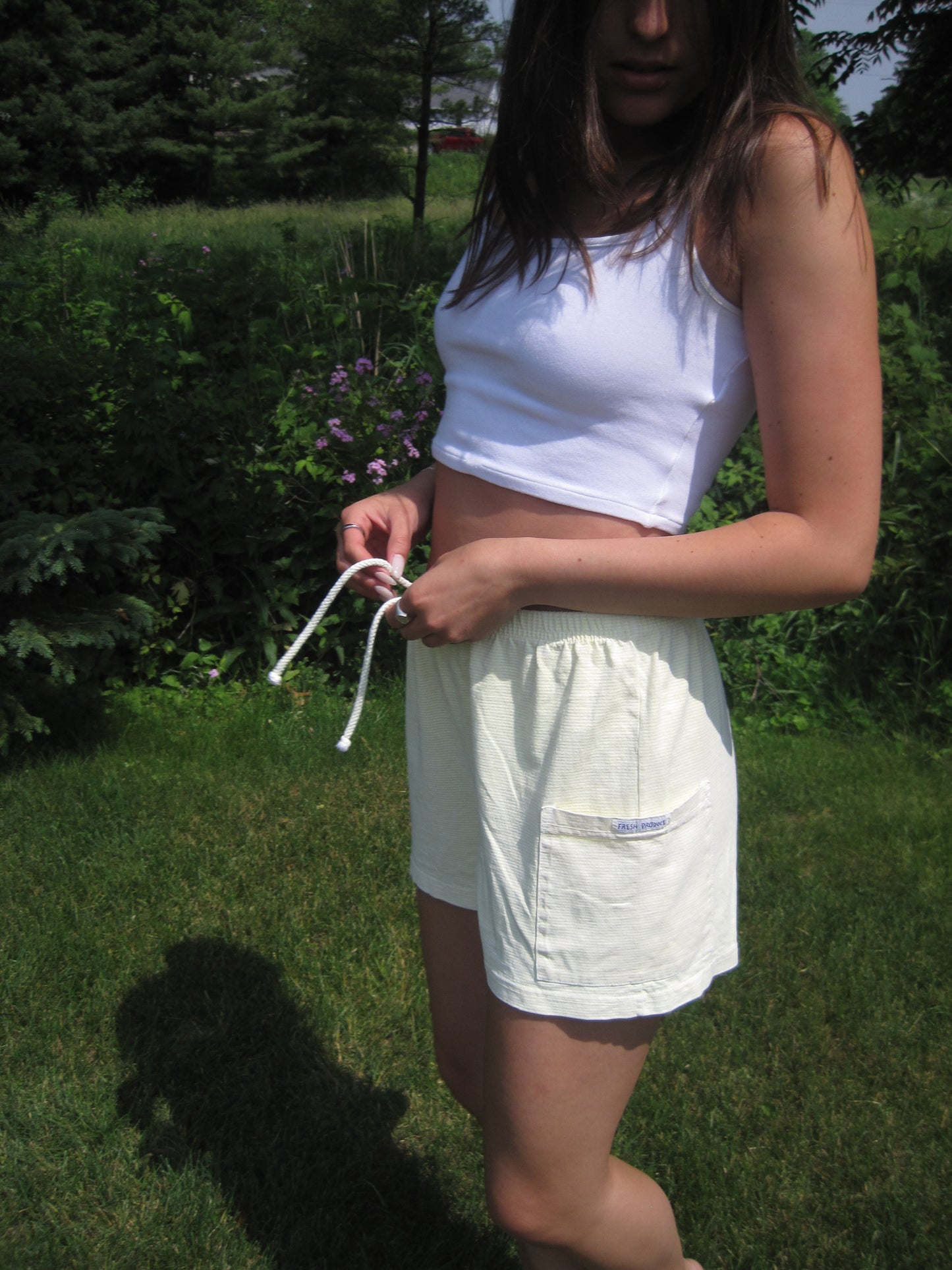 Soft Yellow Drawstring Summer Shorts