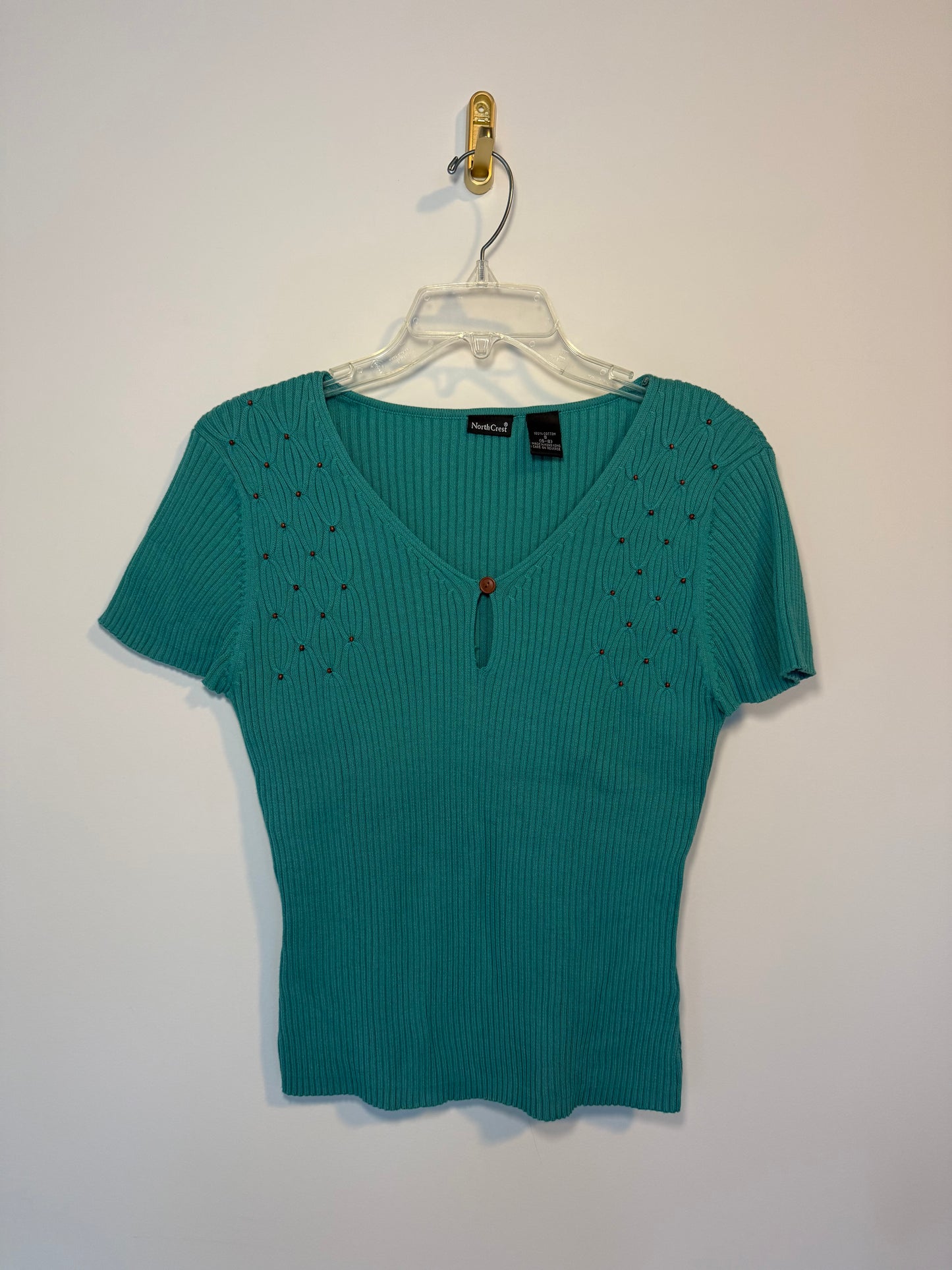 Teal Beaded Vintage Top