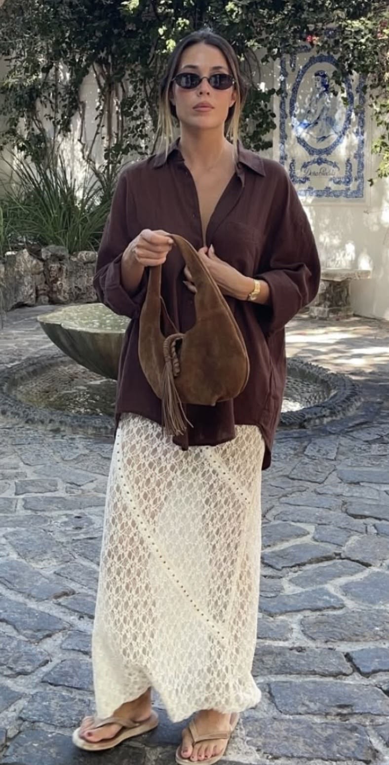 Brown Chicos Sheer Button Up