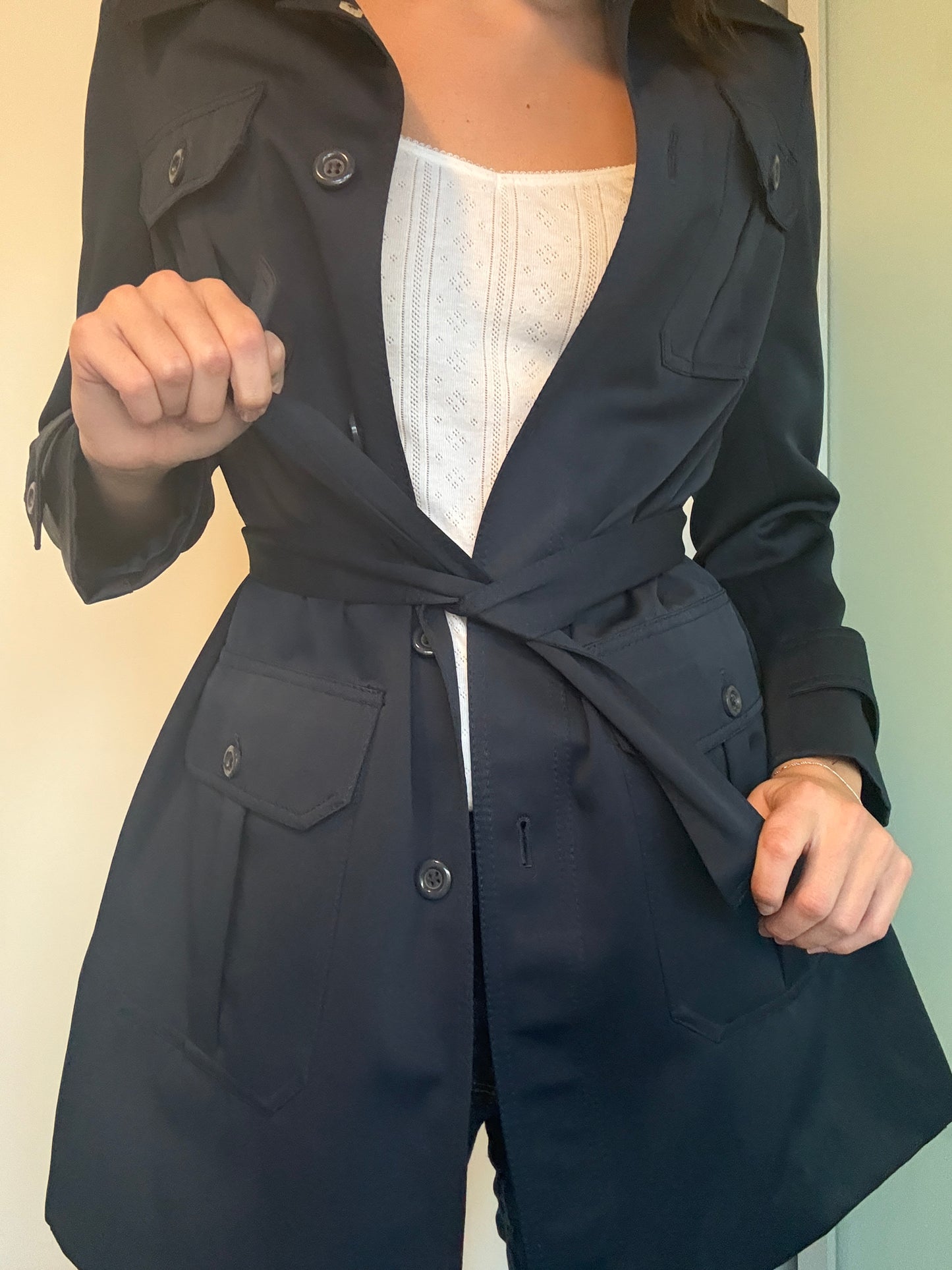 Vintage Navy Blue Trench Coat