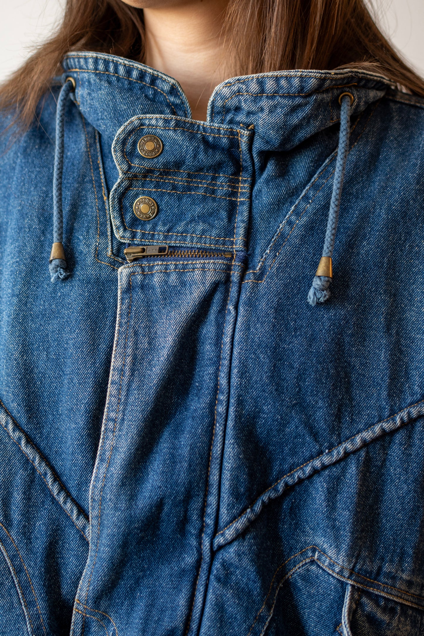 Double Layered Denim Bomber Jacket