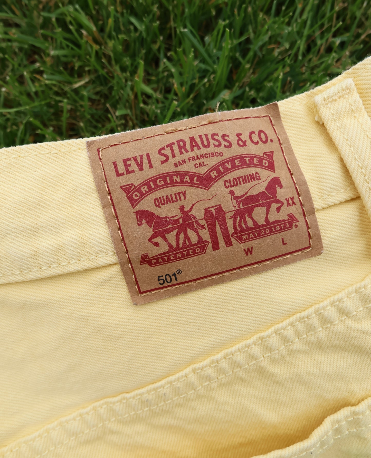 Levis 501 Yellow Cut Off Shorts