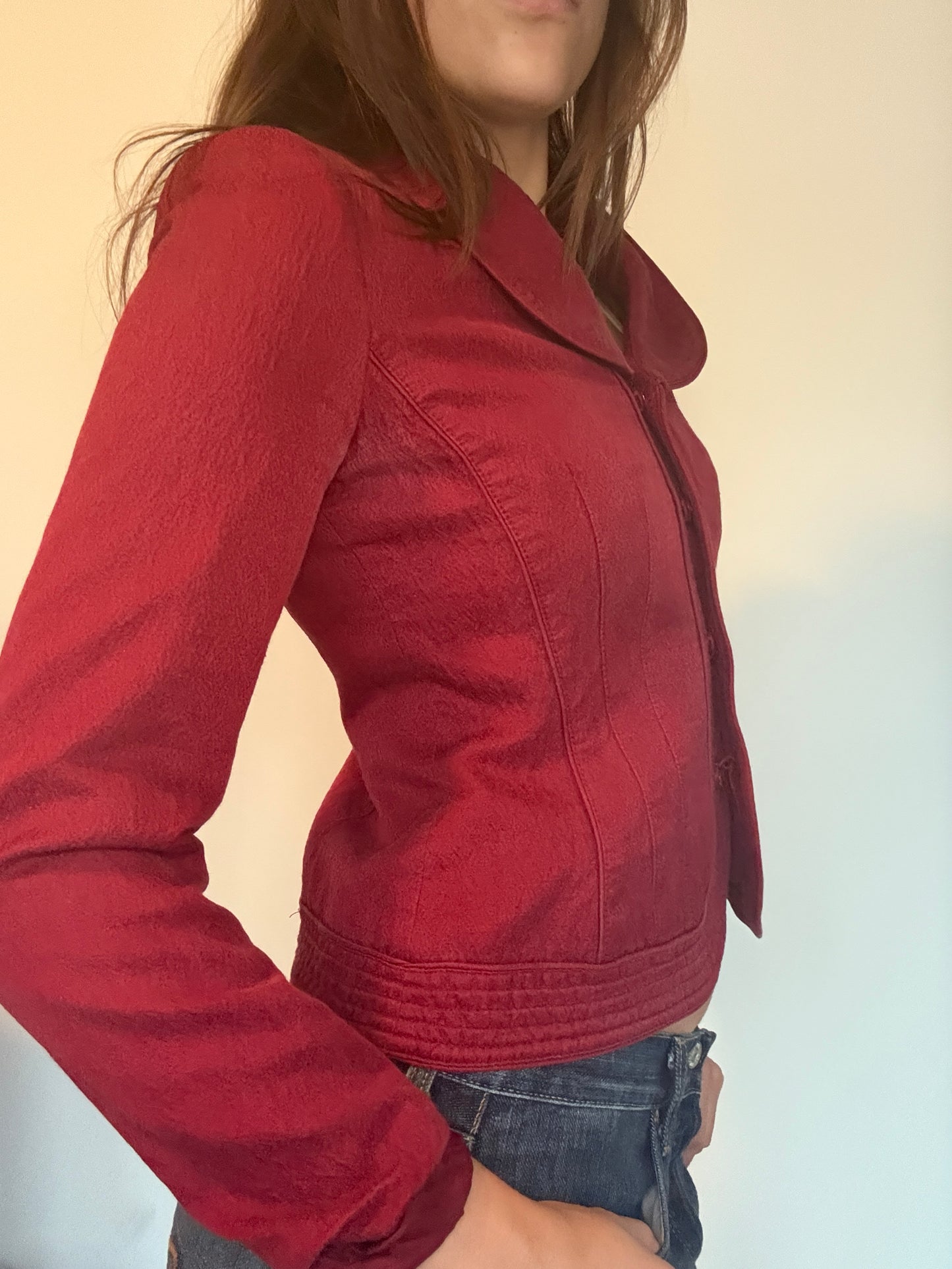 Stunning Red Mid Crop Vintage Jacket
