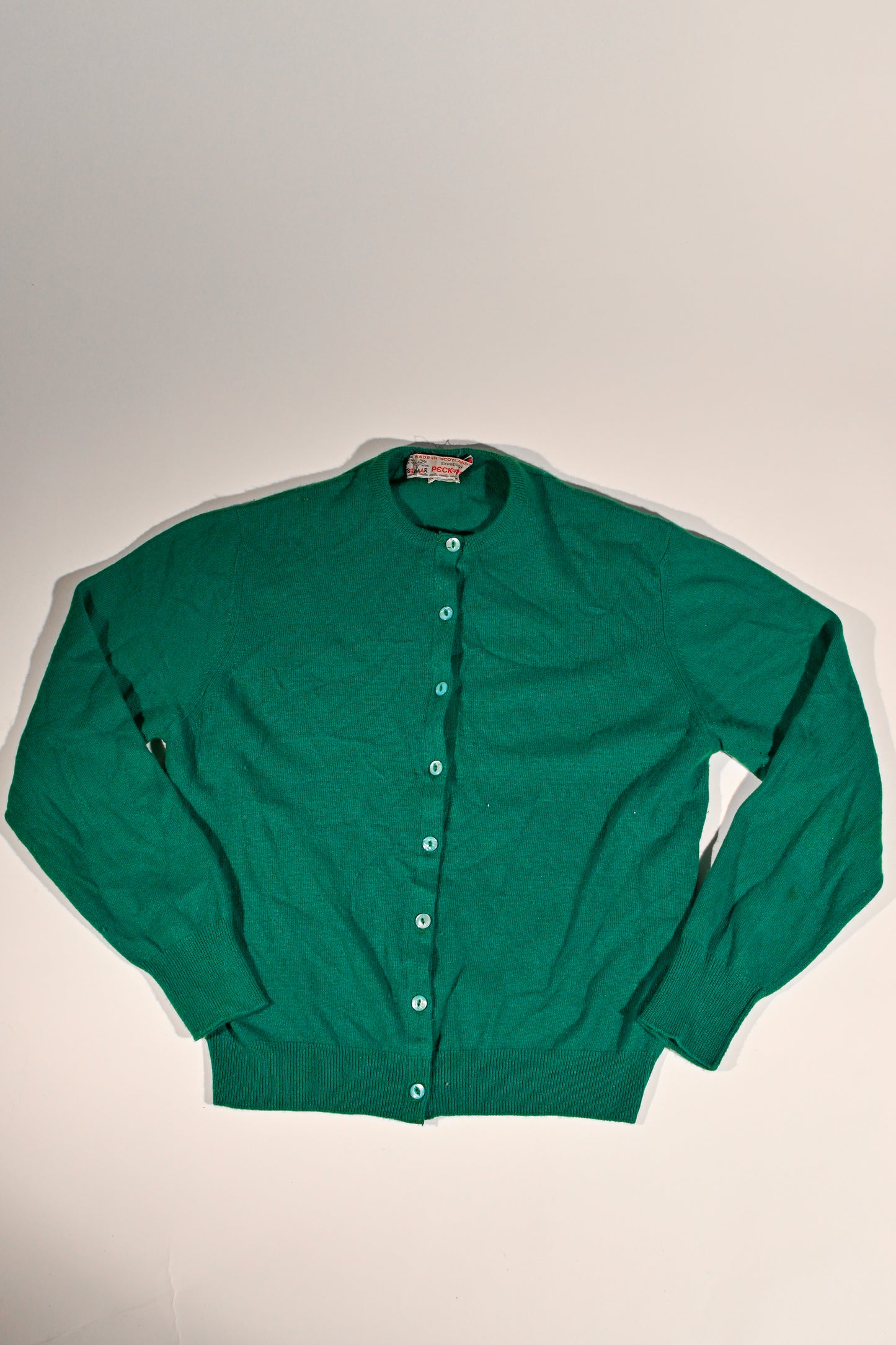Green 100% Cashmere Button Up Cardigan