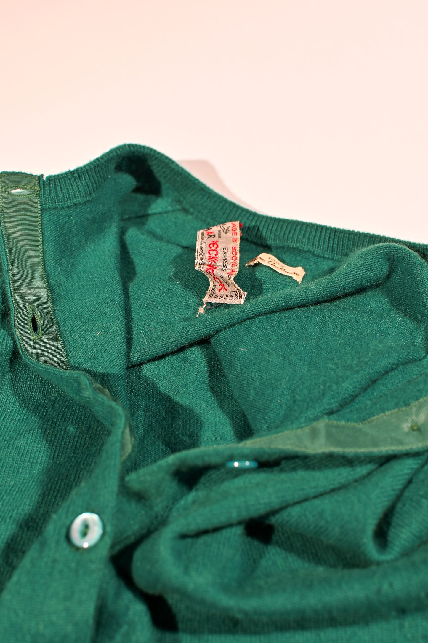 Green 100% Cashmere Button Up Cardigan