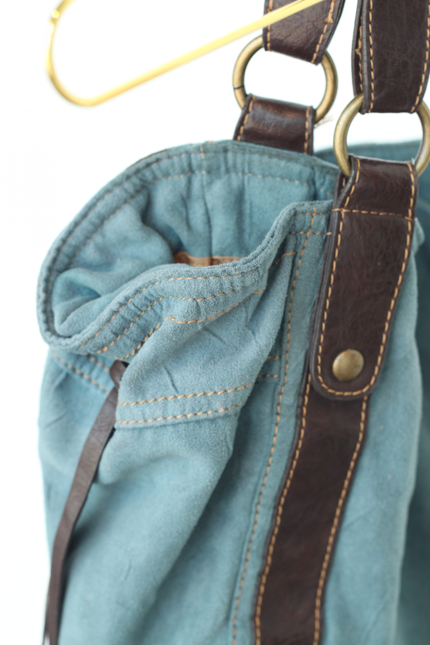 Rustic Blue and Brown Shoulder Bag