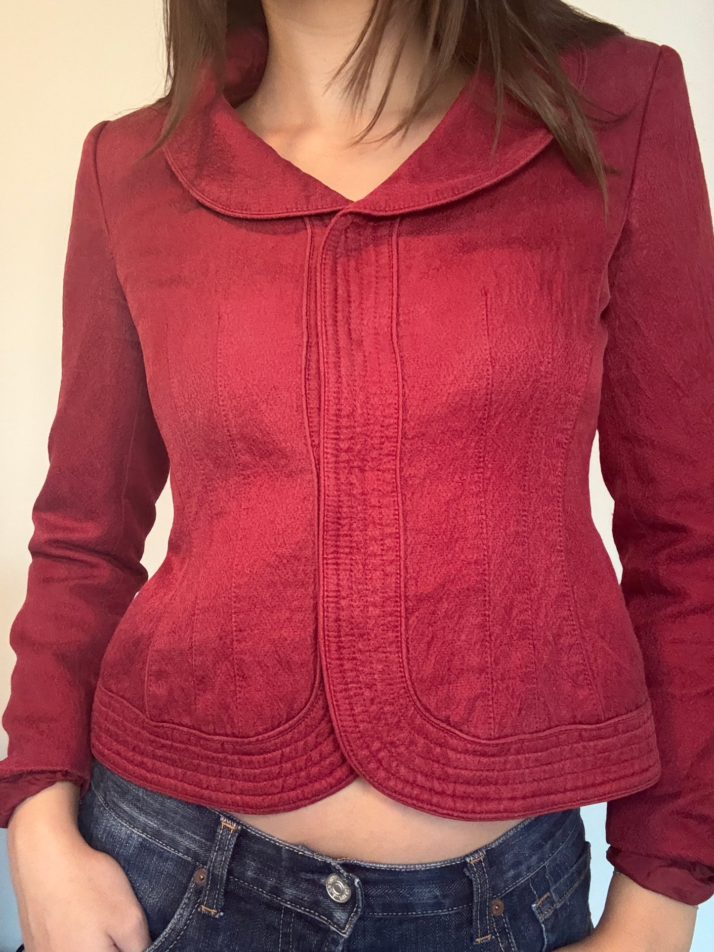 Stunning Red Mid Crop Vintage Jacket
