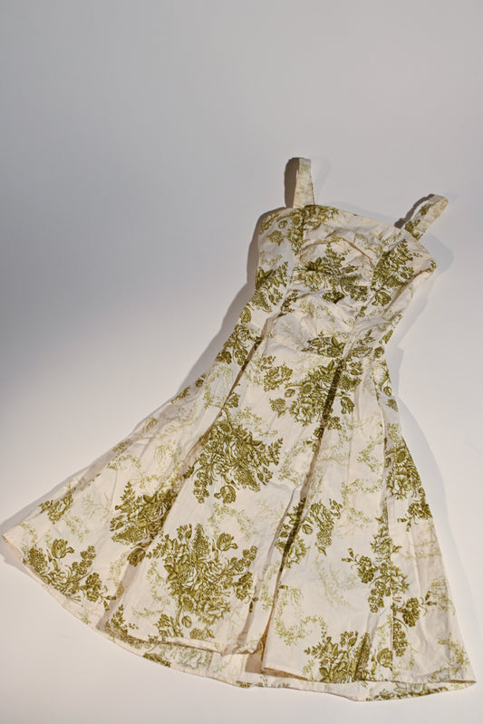 Earthy Green Floral Printed Dress