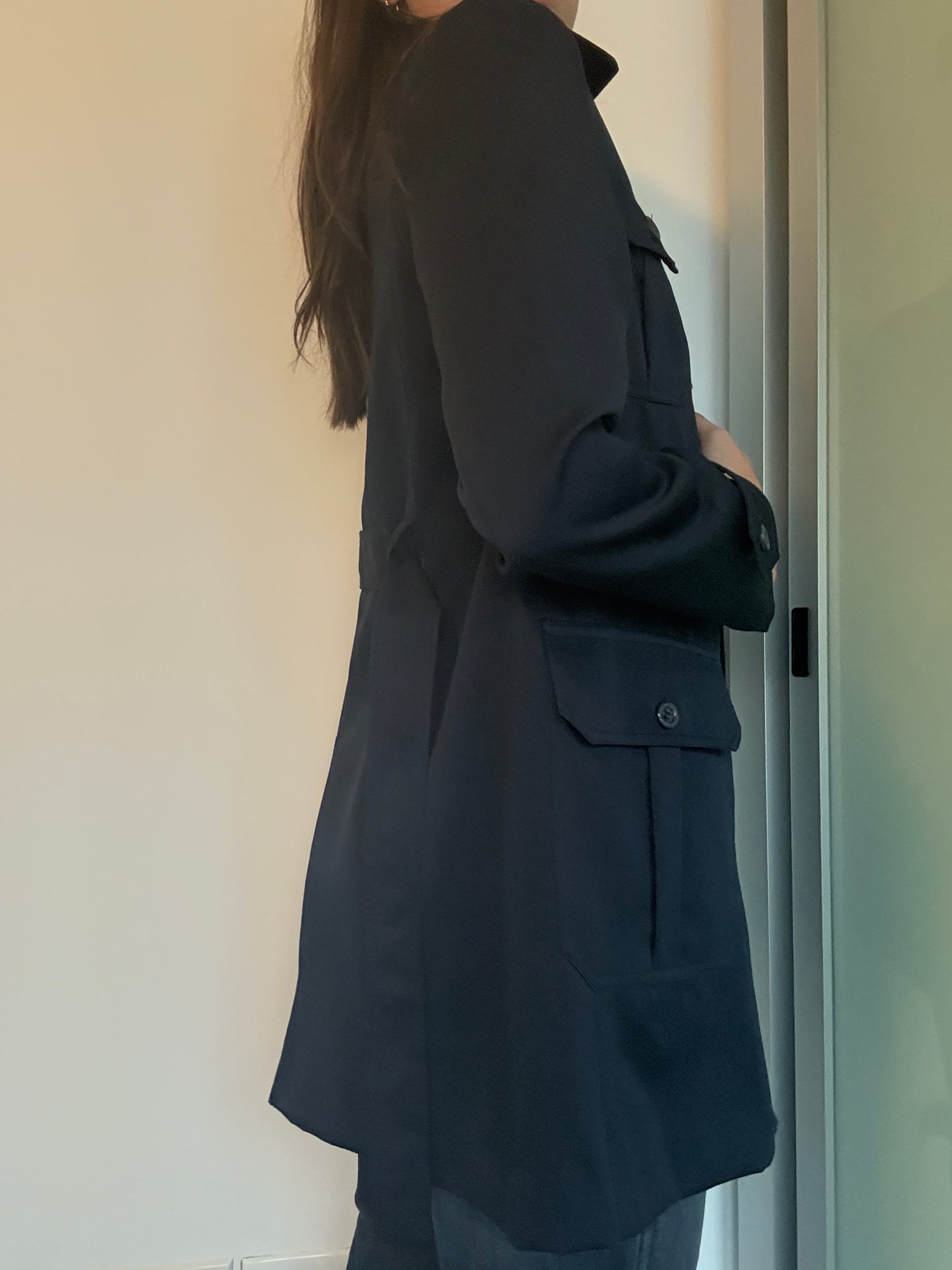 Vintage Navy Blue Trench Coat