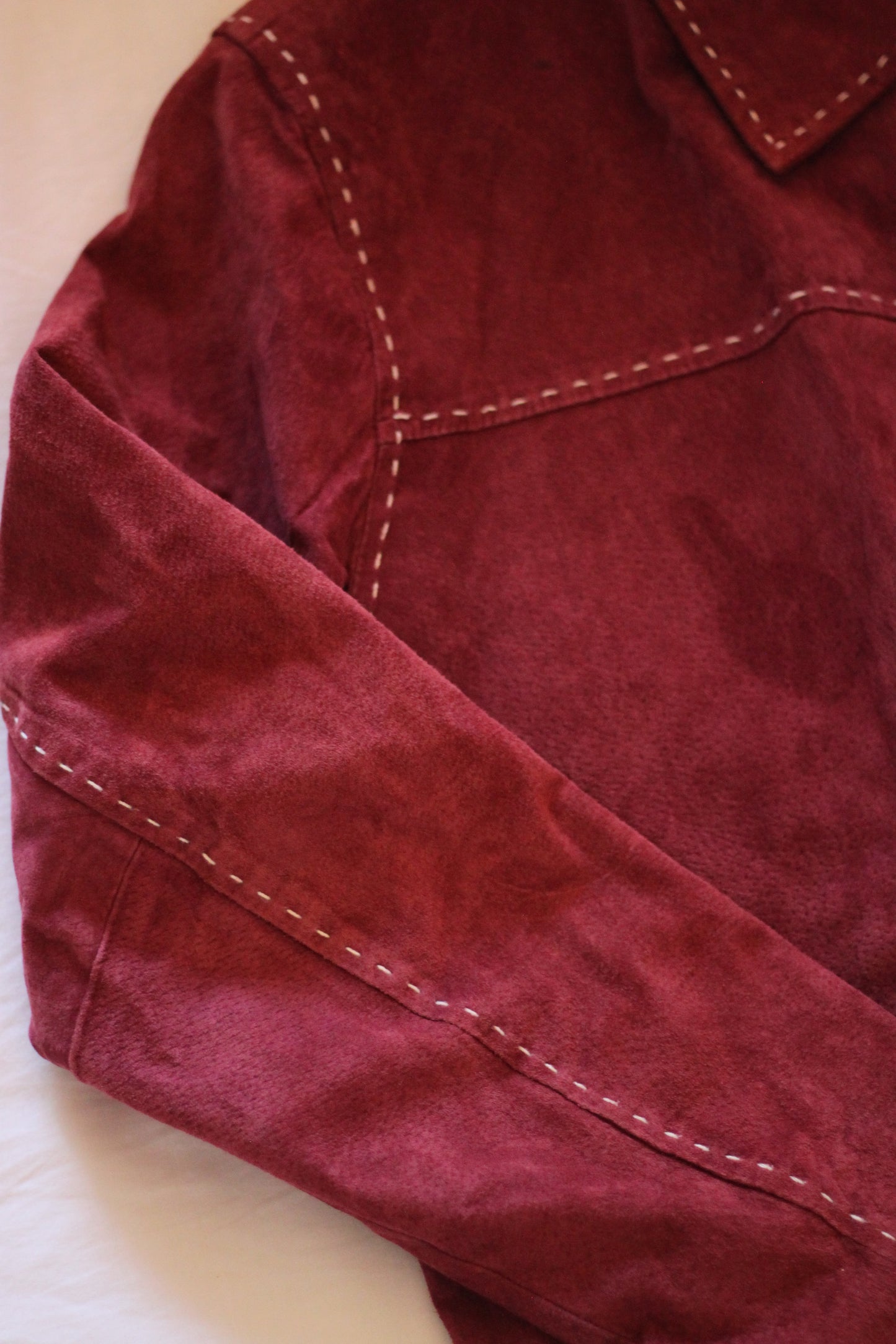 Oversized Red Suede Button Up Jacket