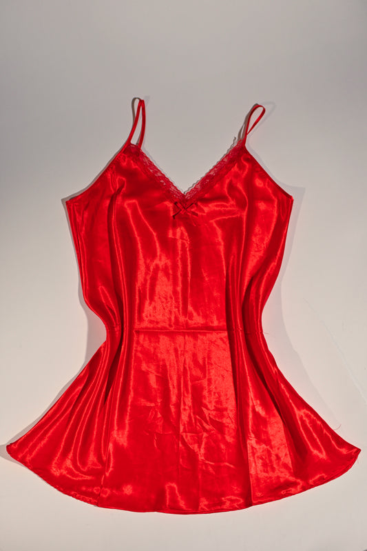 Royal Red Silk Slip Dress