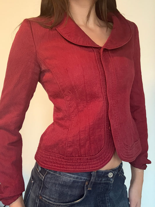Stunning Red Mid Crop Vintage Jacket