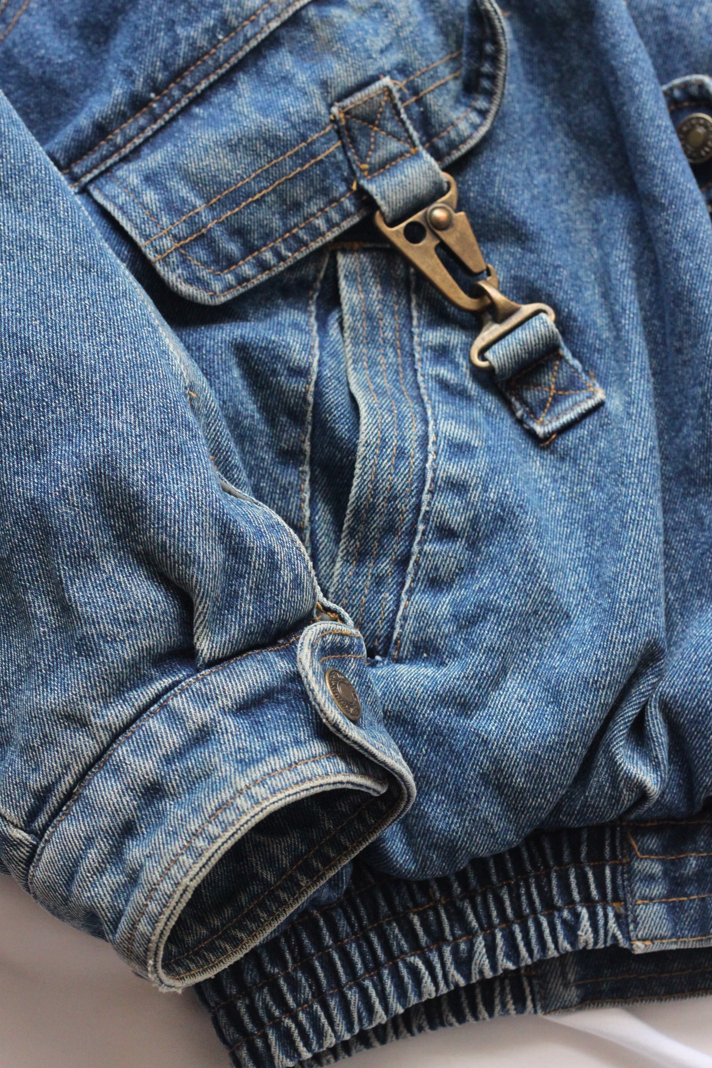 Double Layered Denim Bomber Jacket