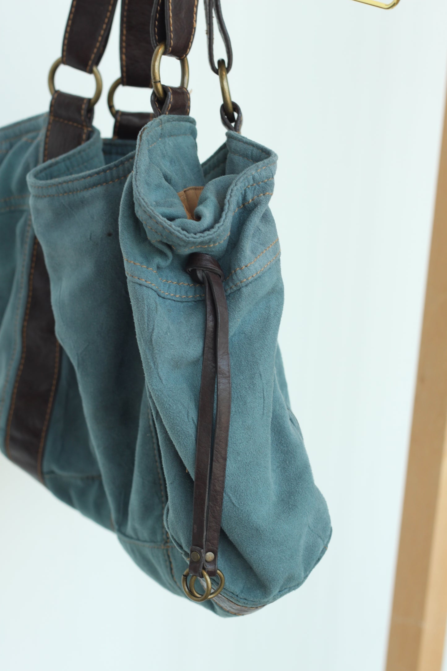 Rustic Blue and Brown Shoulder Bag