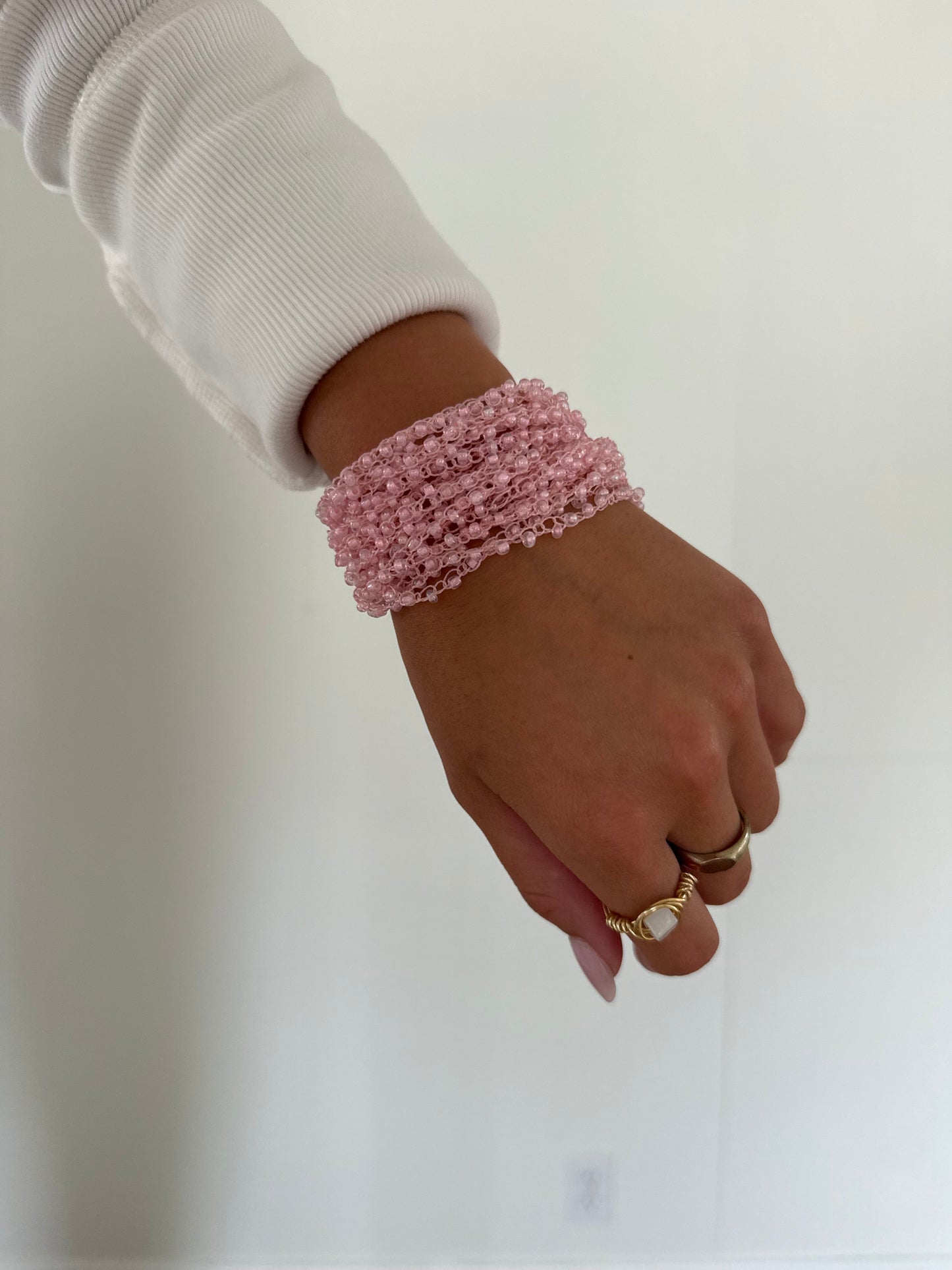 Layered Beaded Bracelet with Button Clasp