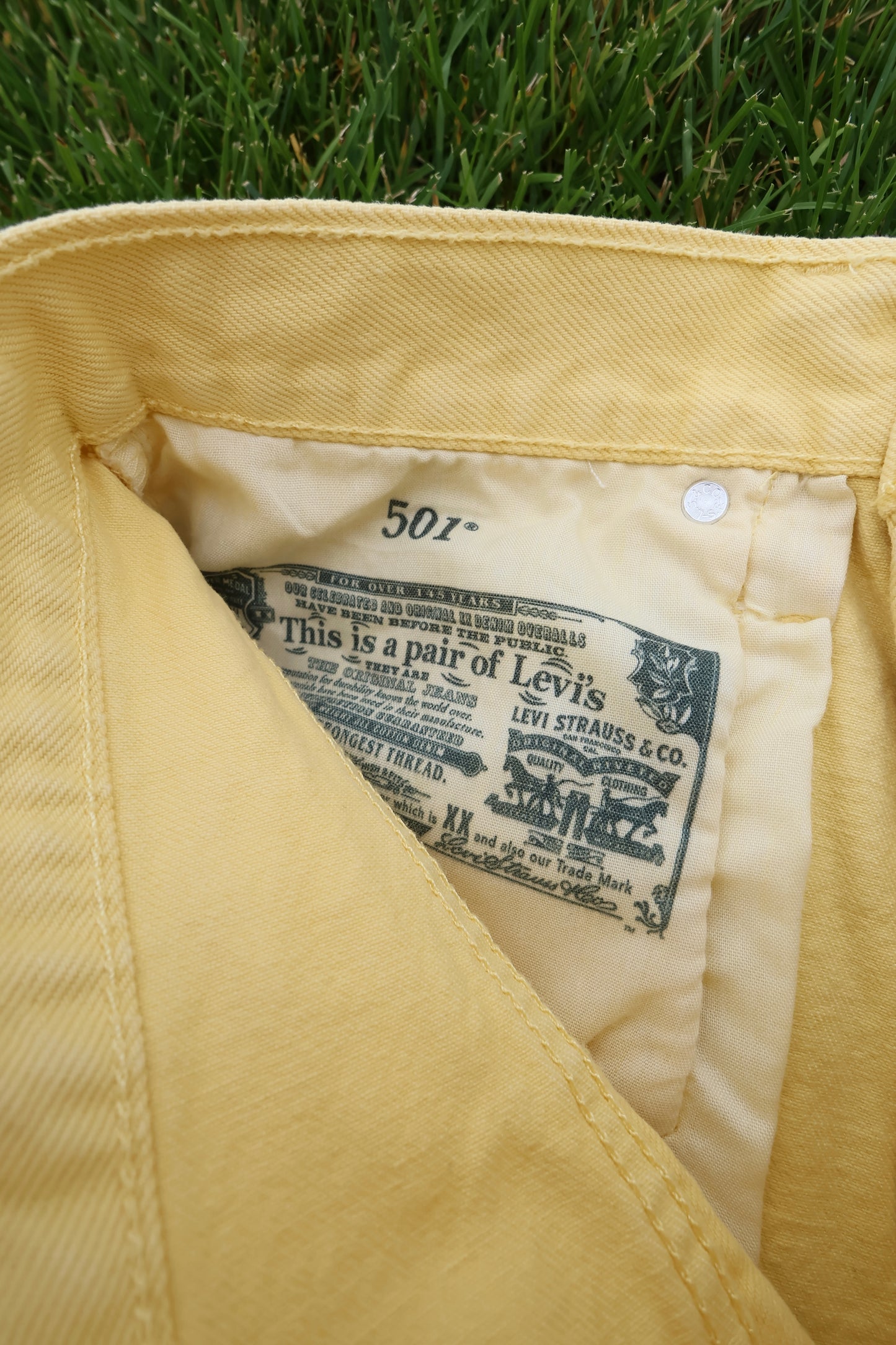 Levis 501 Yellow Cut Off Shorts