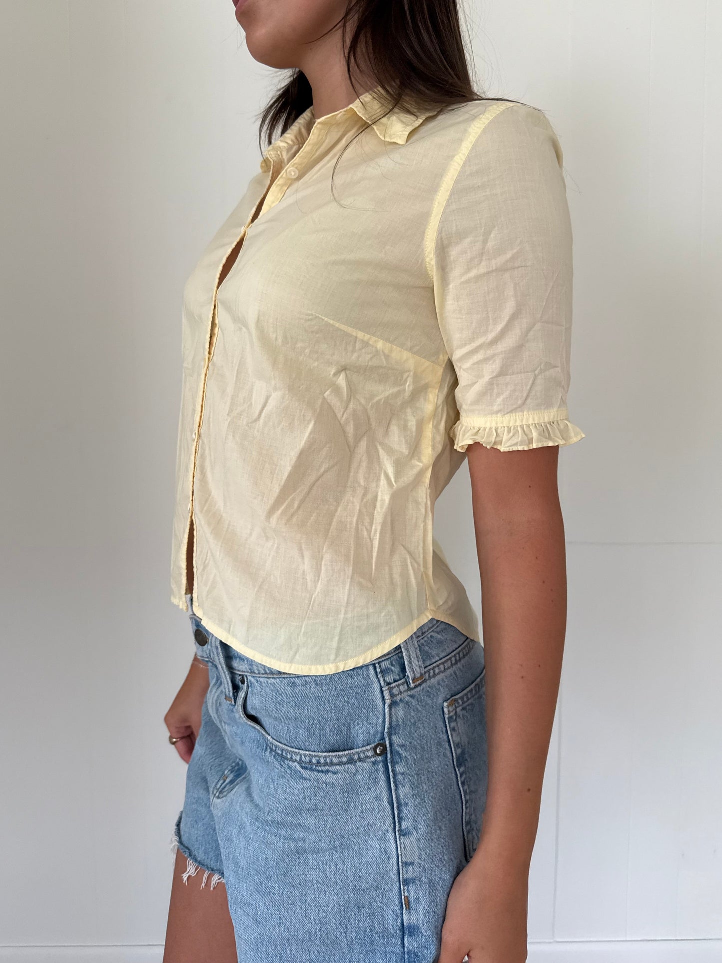 Yellow Gap Button Up T Shirt Blouse