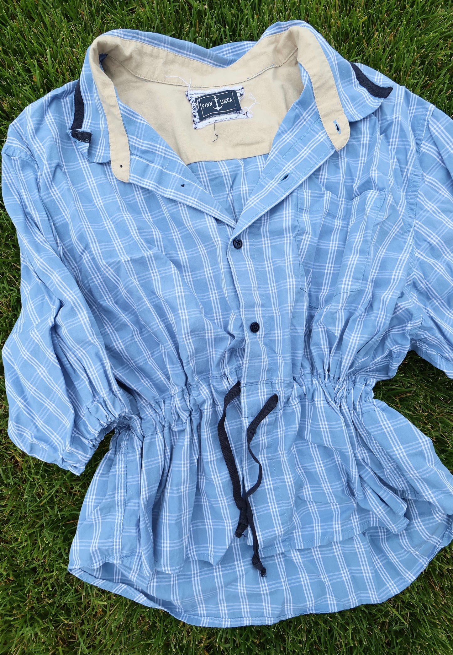 Marina Staple Tie Flannel Blouse