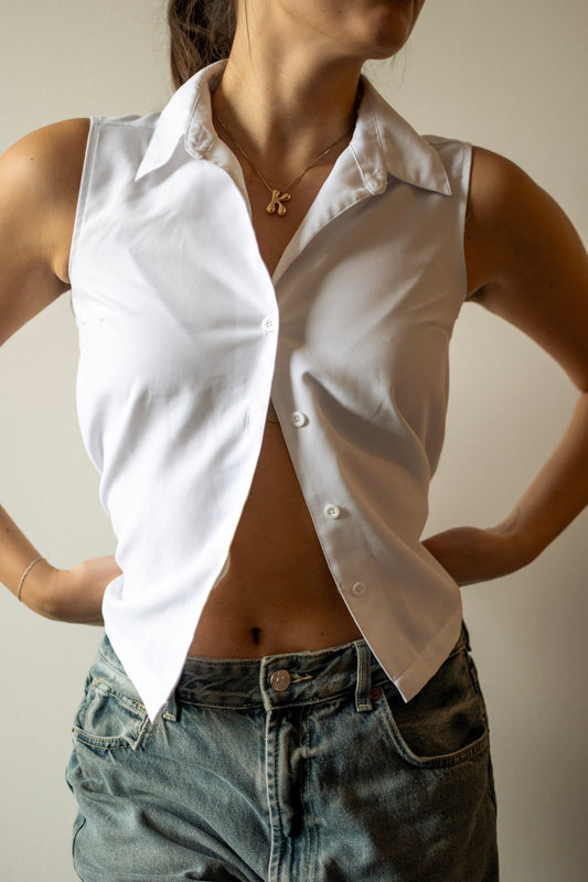Vintage Button Up Collar Tank