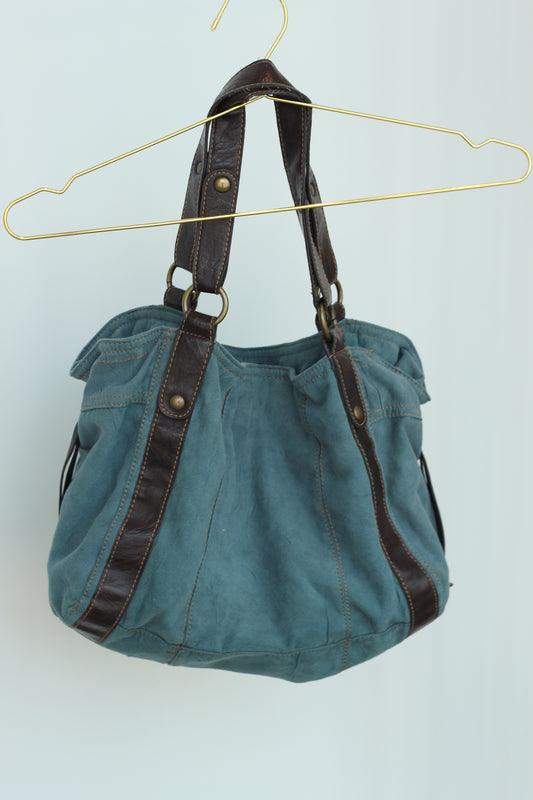 Rustic Blue and Brown Shoulder Bag