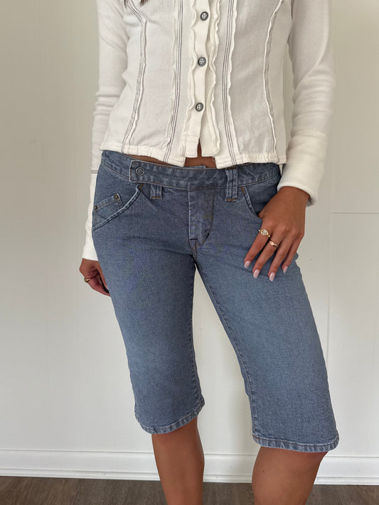 Light Denim Low Waisted Capris