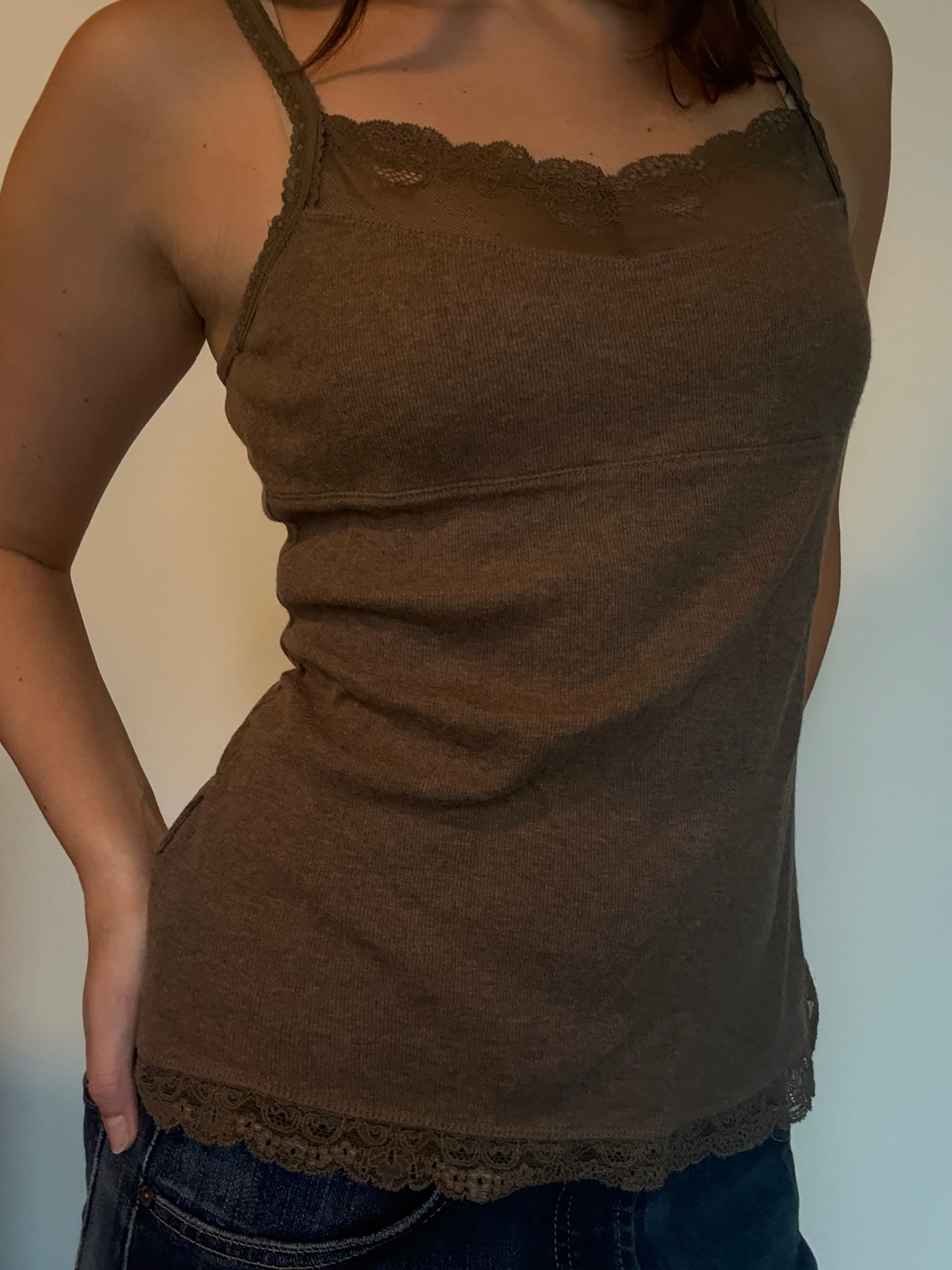 Vintage Brown Lace Cami
