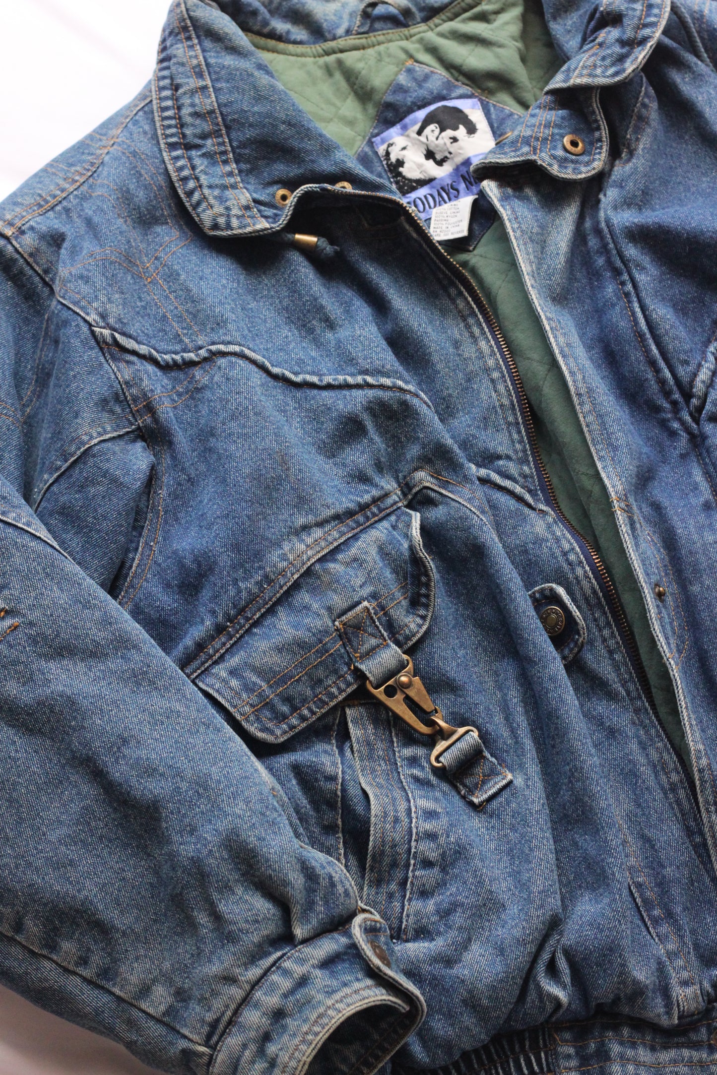 Double Layered Denim Bomber Jacket