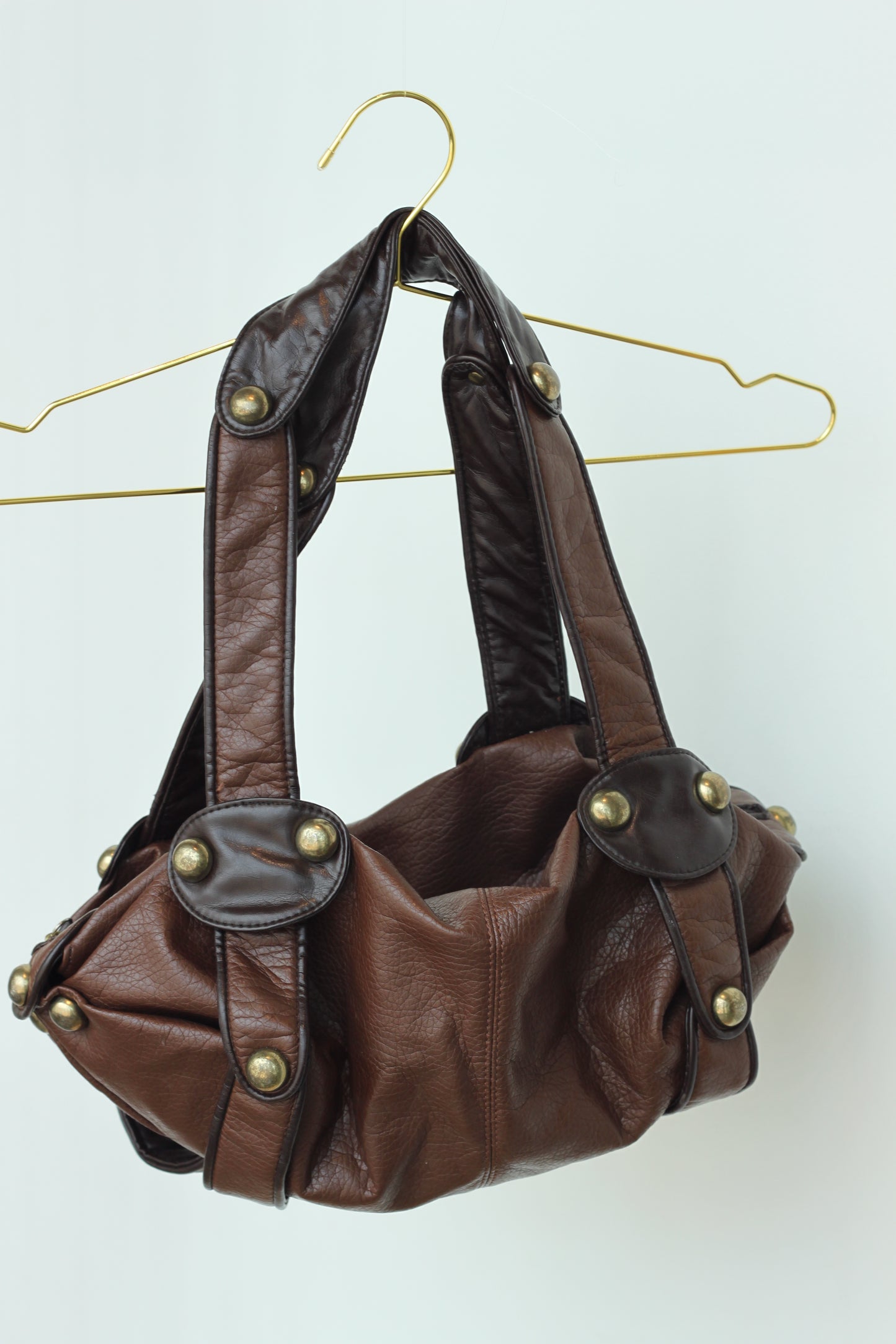 Brown Slouchy Gold Studded Purse