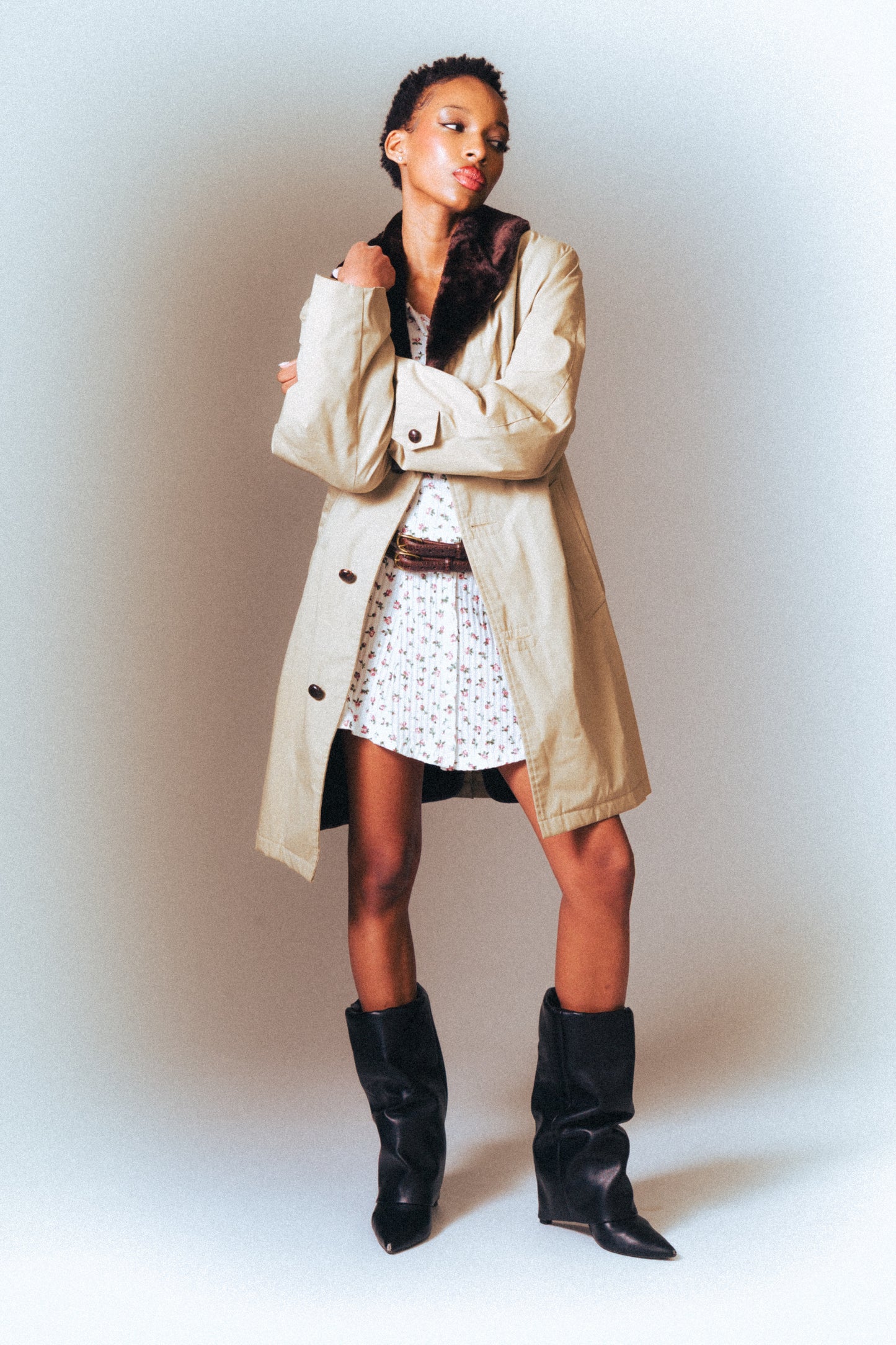 Vintage Fur Lined Heavyweight Trench Coat