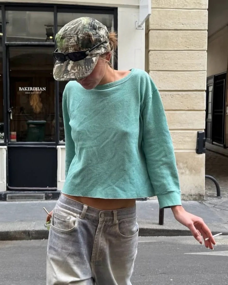 Unique Coastal Stitched Mock Neck Sweater
