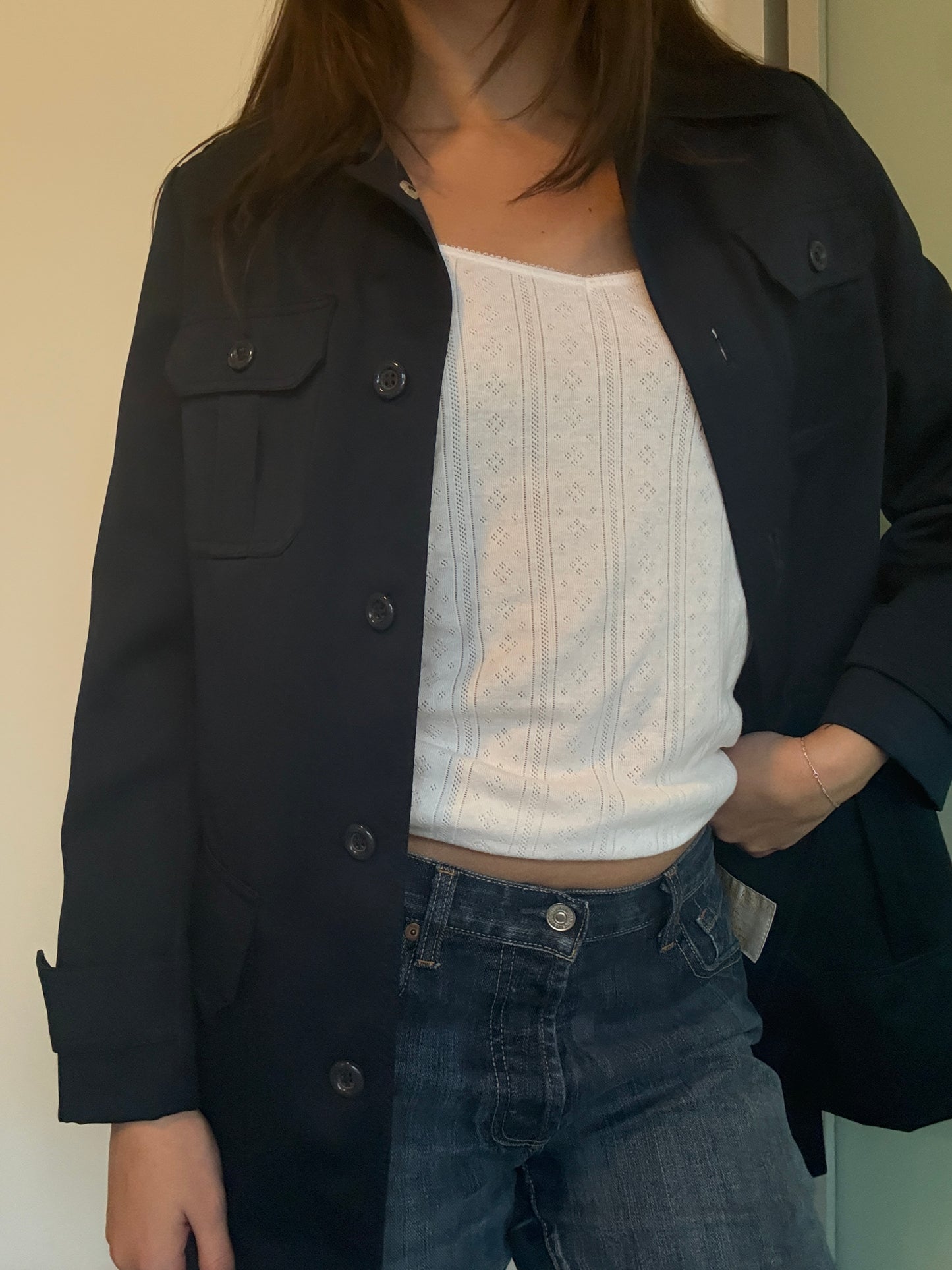 Vintage Navy Blue Trench Coat