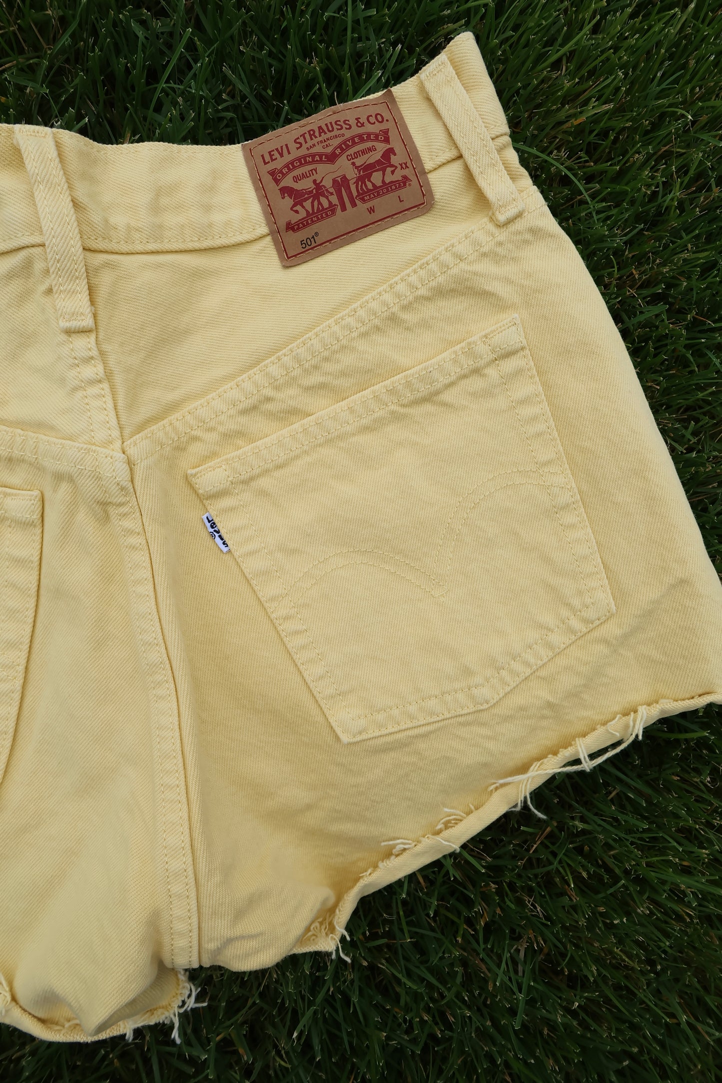 Levis 501 Yellow Cut Off Shorts