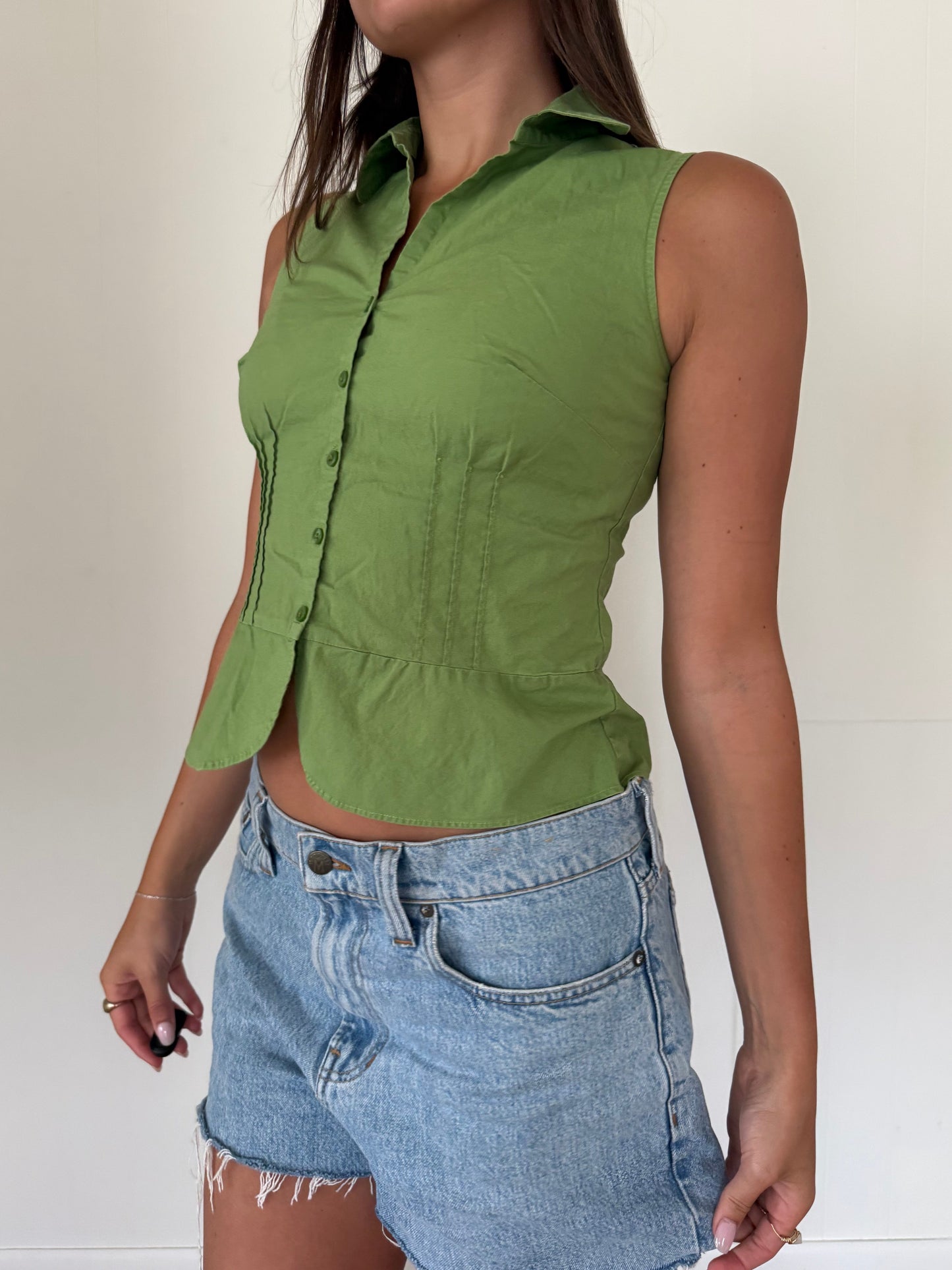 Perfect Green Collard Blouse Tank Top