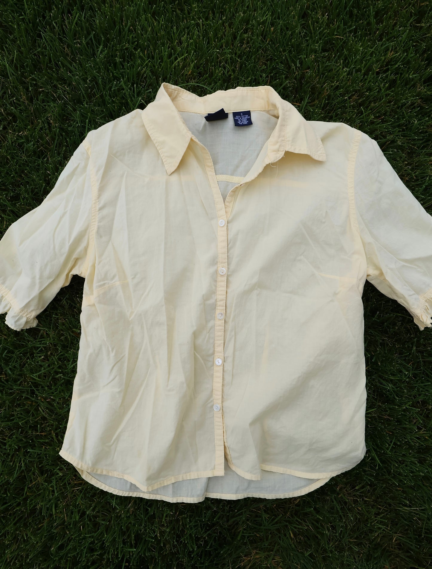 Yellow Gap Button Up T Shirt Blouse