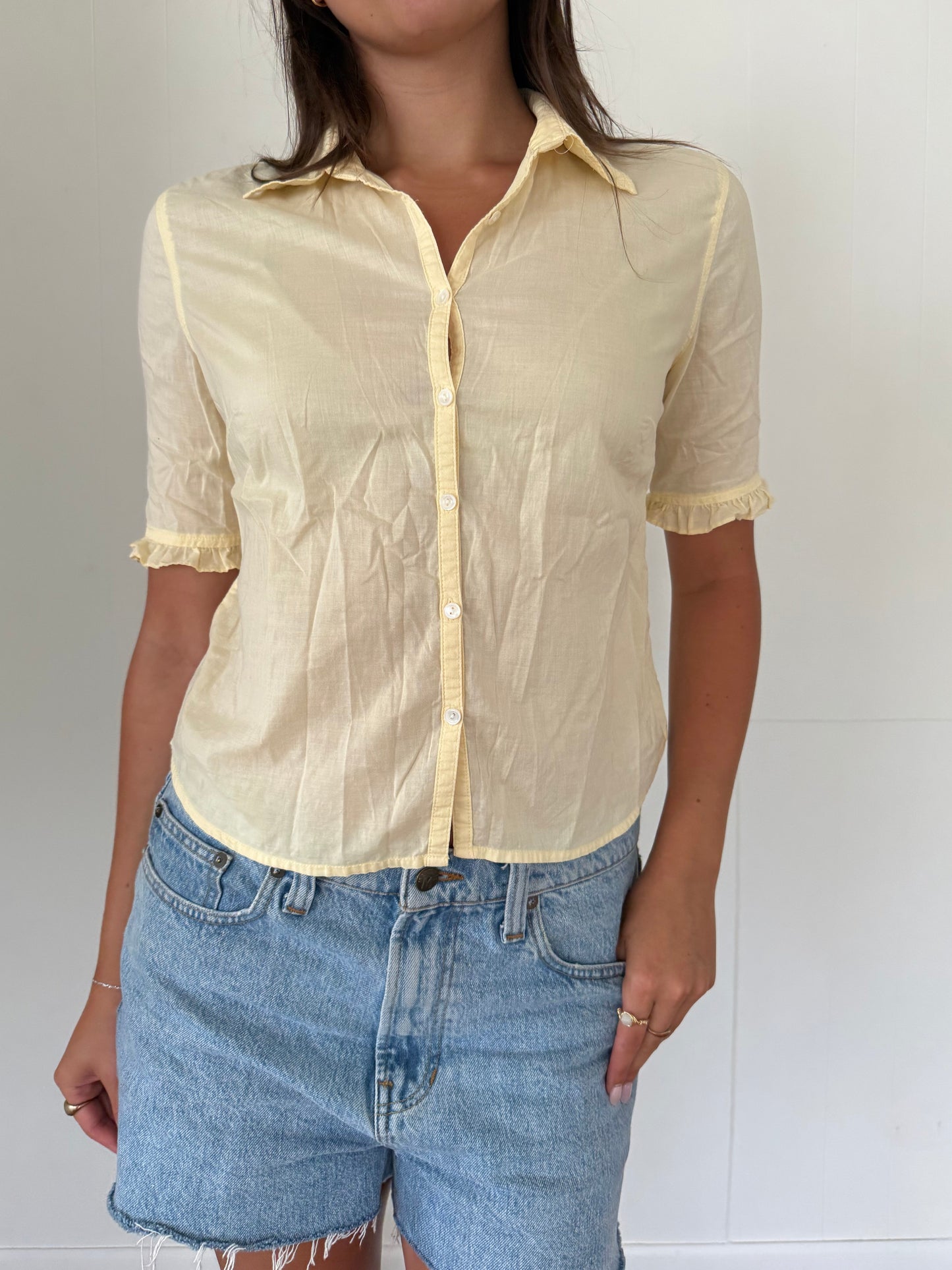 Yellow Gap Button Up T Shirt Blouse