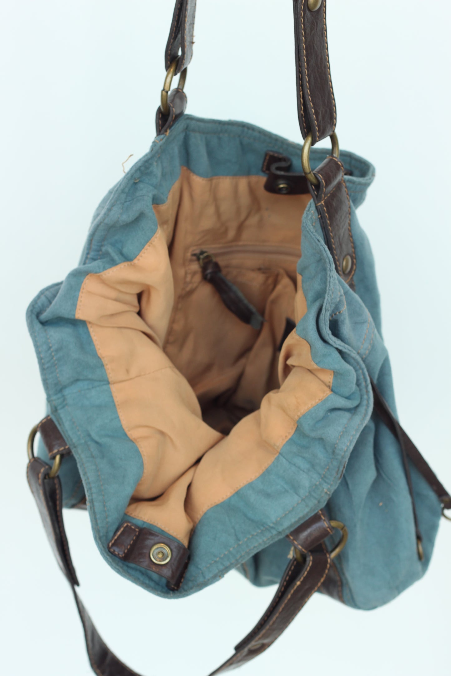 Rustic Blue and Brown Shoulder Bag