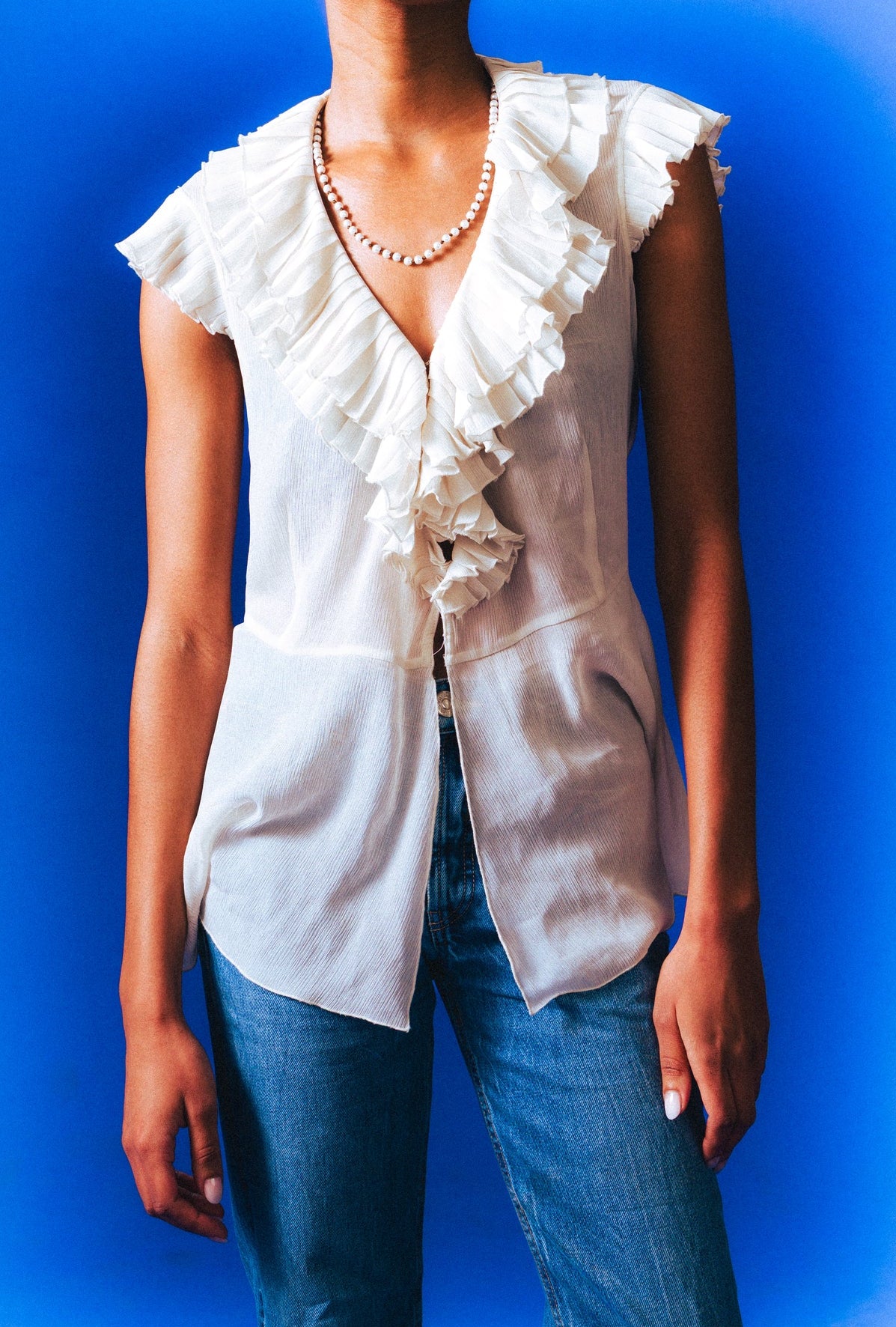 Cream Colored Flowy Blouse