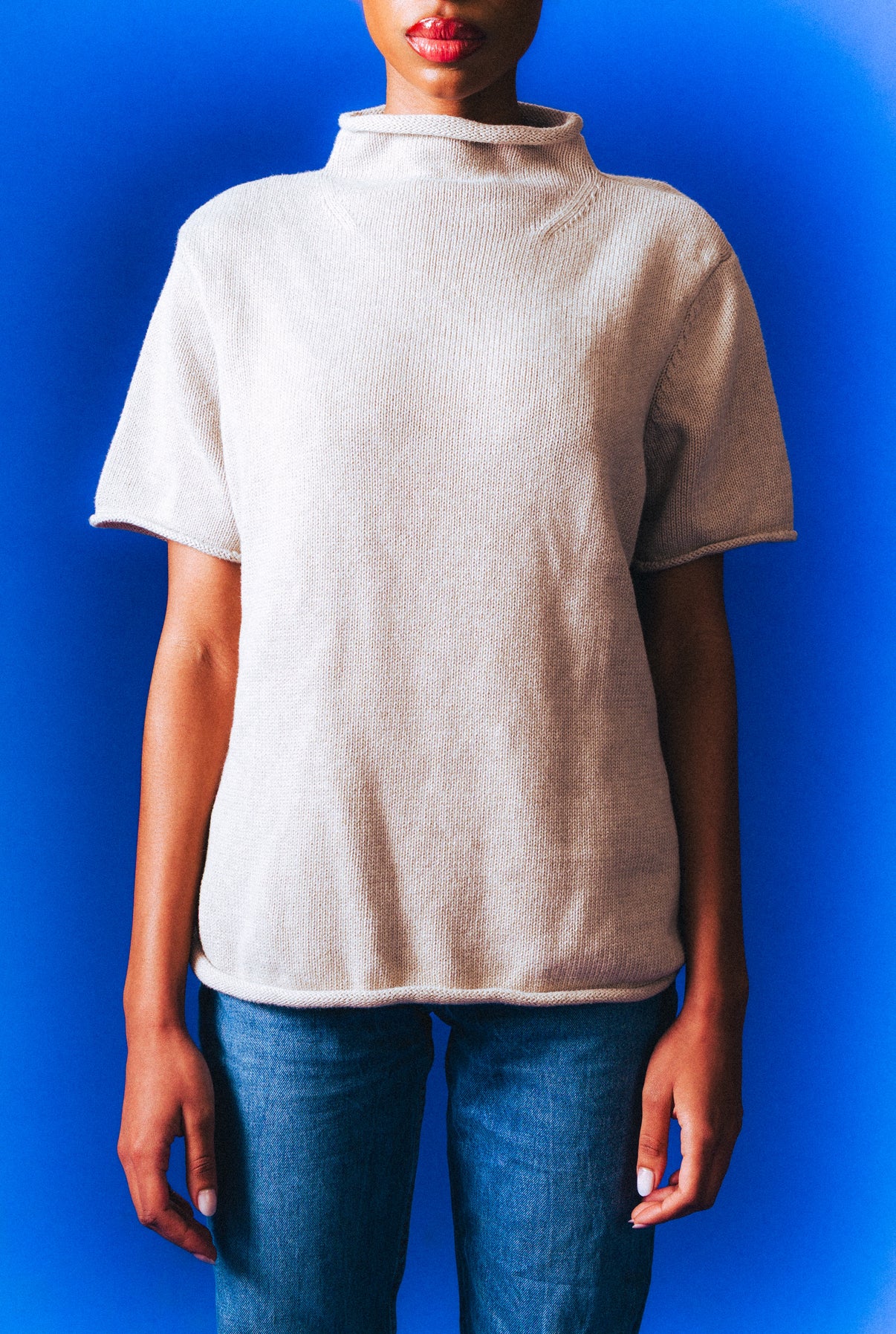 Vintage Tan Roll Neck Sweater Shirt