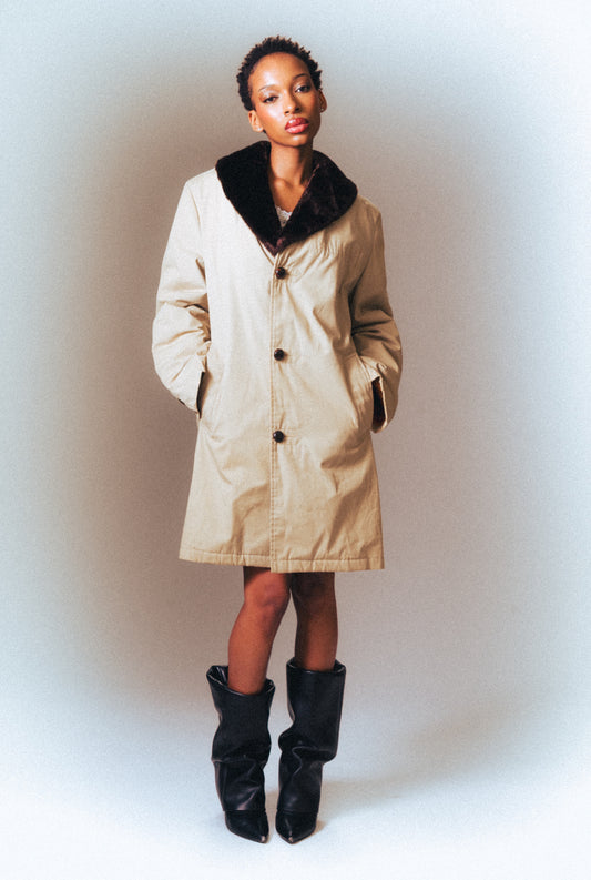 Vintage Fur Lined Heavyweight Trench Coat