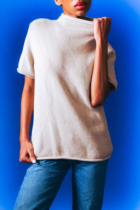 Vintage Tan Roll Neck Sweater Shirt